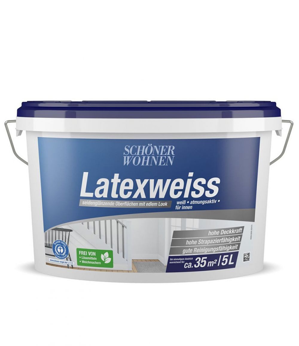 SCHÖNER WOHNEN FARBE Wandfarbe Schöner Wohnen Latexfarbe seidenglänzend 5,0 Ltr. weiß Latexweiss