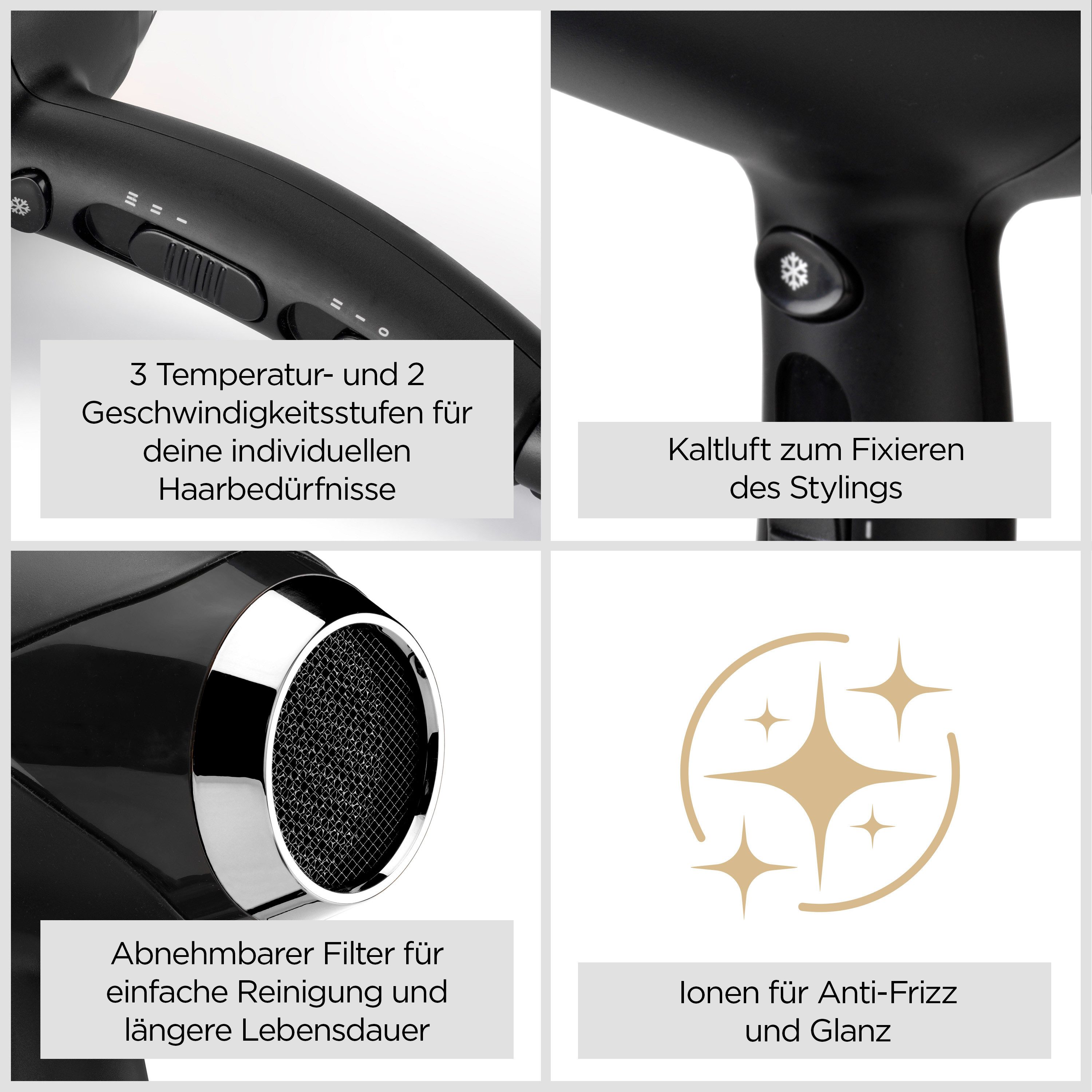 BaByliss Haartrockner BaByliss Turbo Smooth 2200 Haartrockner, D572DE, 2200 W, 2200W, Fön mit Ionen-Technologie, Föhn mit 2 Aufsätzen inkl. Diffusor