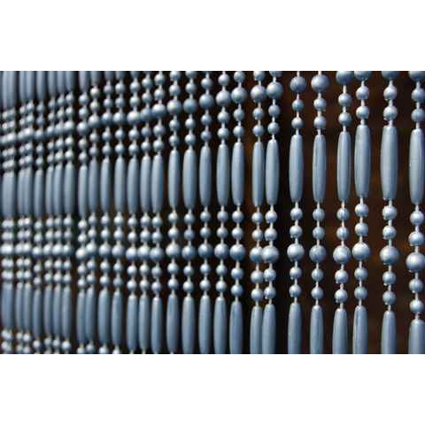Türvorhang CASA FREJUS 5 Perlenvorhang grau, La Tenda, Ösen, transparent, 90 x 210 cm, Perlen - Länge individuell kürzbar