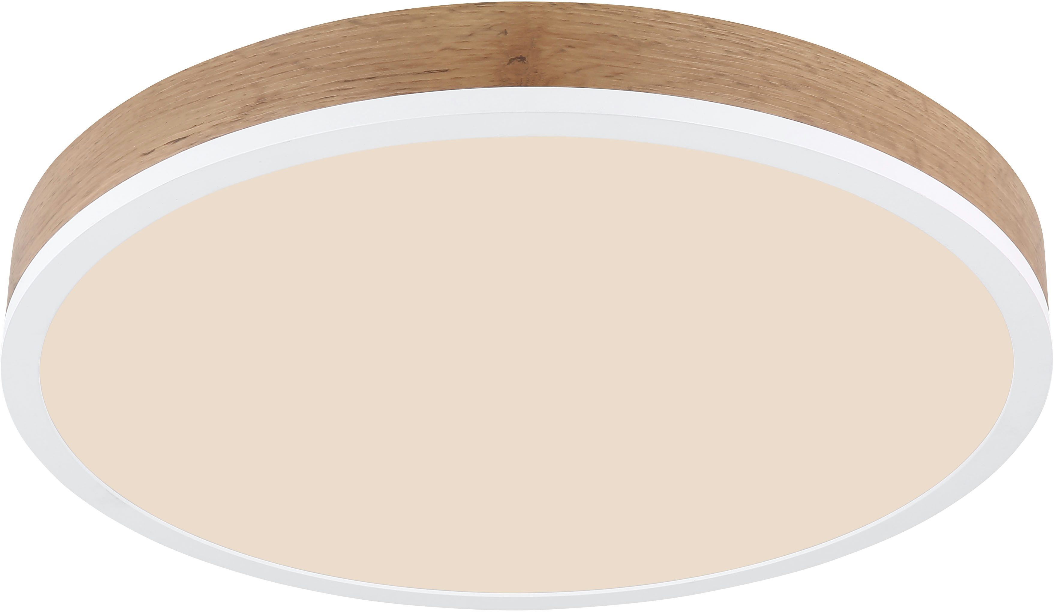 GLOBO LIGHTING LED Deckenleuchte DORO, LED fest integriert, Warmweiß, Deckenlampe/holzoptik/rund/Wohnzimmer/Schlafzimmer/3000K