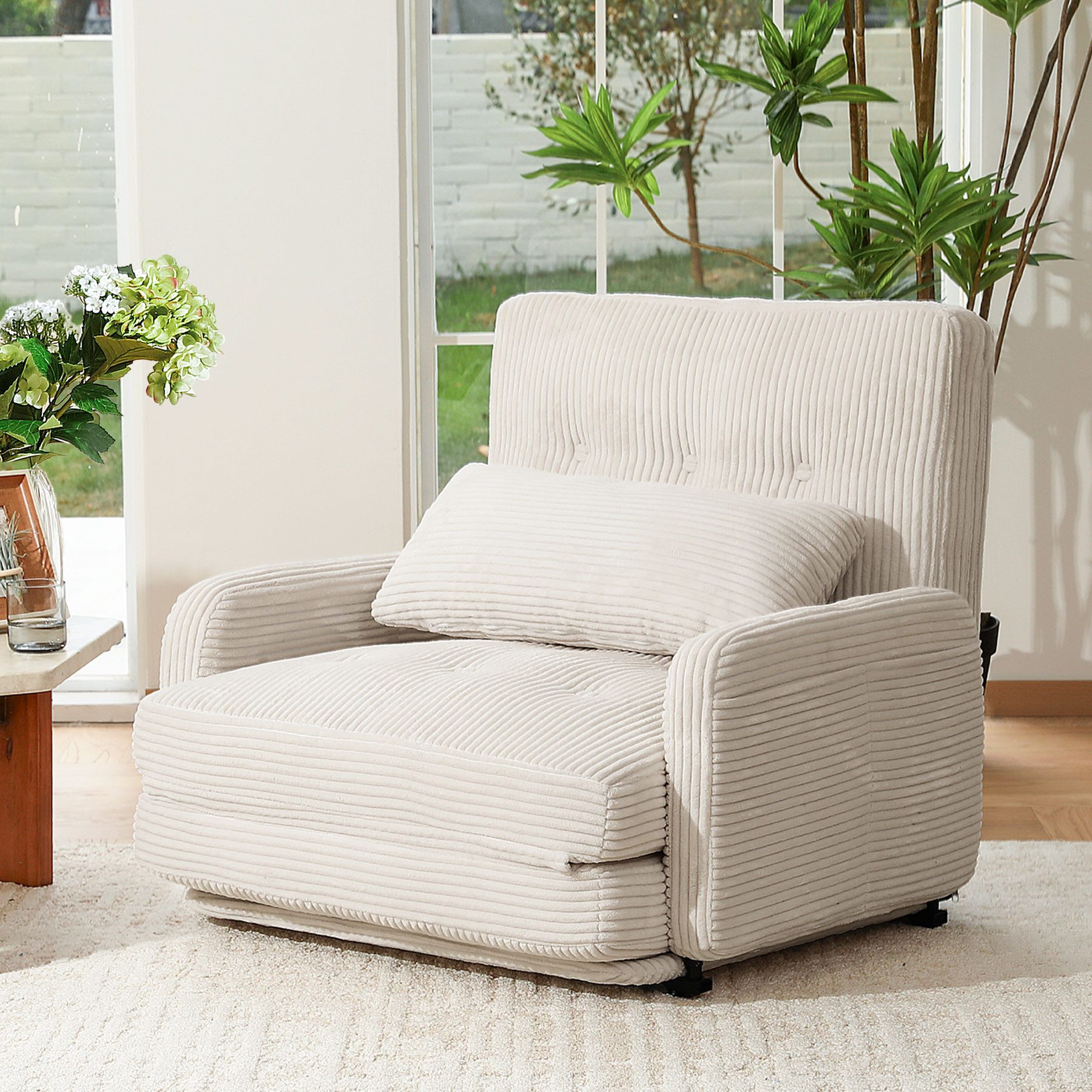 HomeMiYN Schlafsofa Schlafsessel 2-Sitzer mit Schlaffunktion, Klappsessel Bodensofa, Schlafsofa Loveseat, Bodensofa Klappsofa 2-Sitzer mit Schlaffunktion