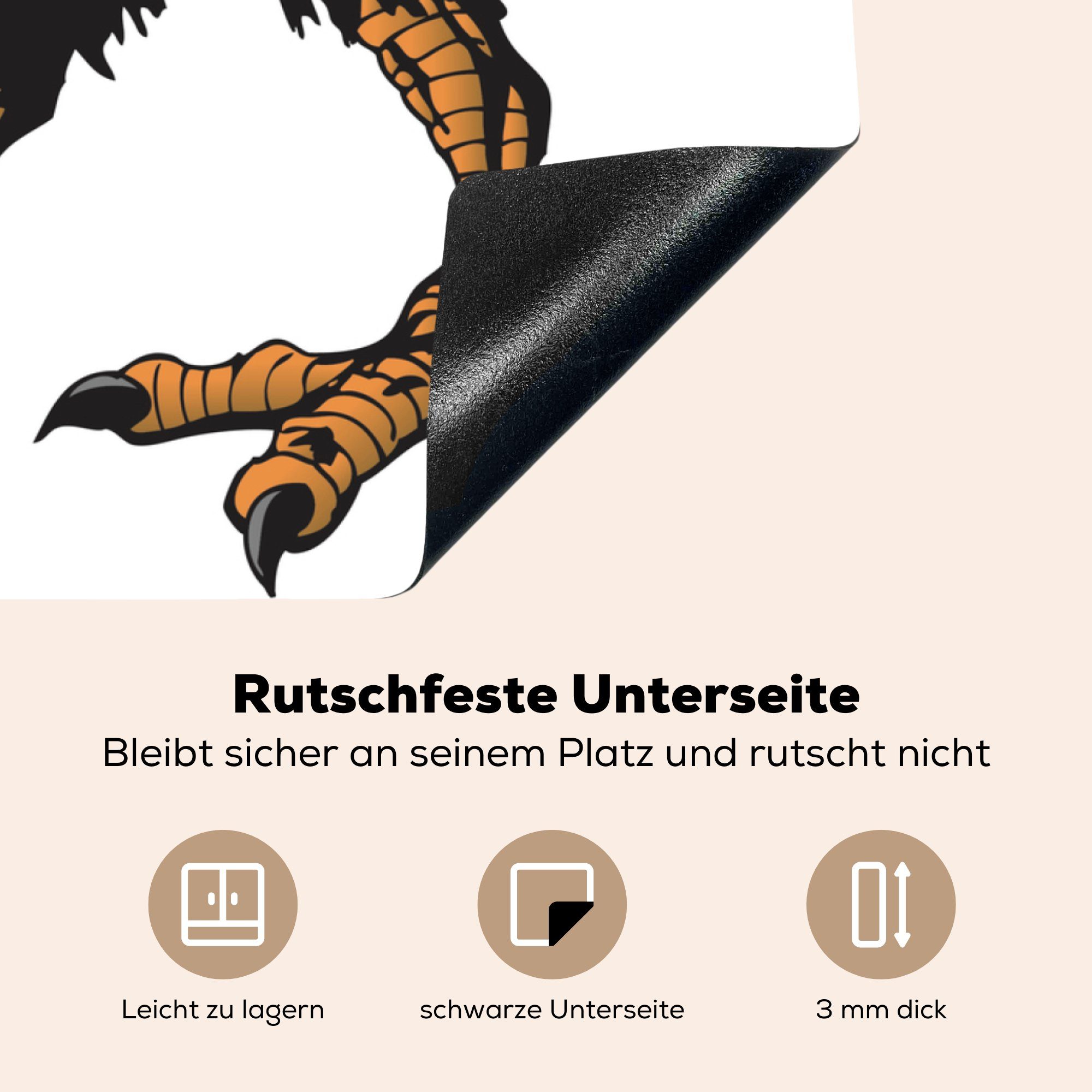 braunen tlg), (1 Illustration küche eines MuchoWow Vinyl, 78x78 für Ceranfeldabdeckung, cm, Herdblende-/Abdeckplatte Kiwi-Vogels, Arbeitsplatte