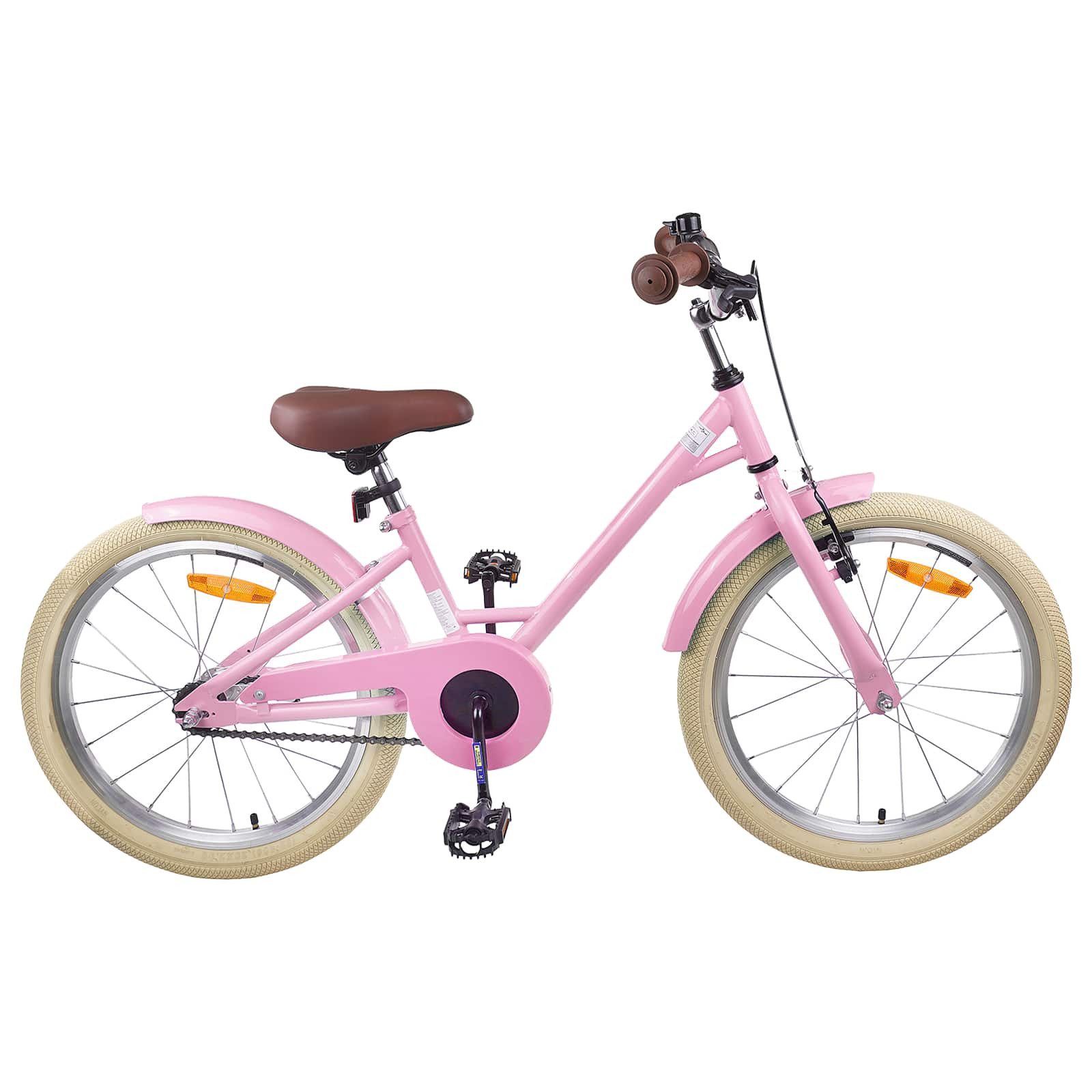 vidaXL Kinderfahrrad 123 x 51 x 78 cm Kinderfahrrad 18 Zoll für 5-7 Jahre alt Hellrosa