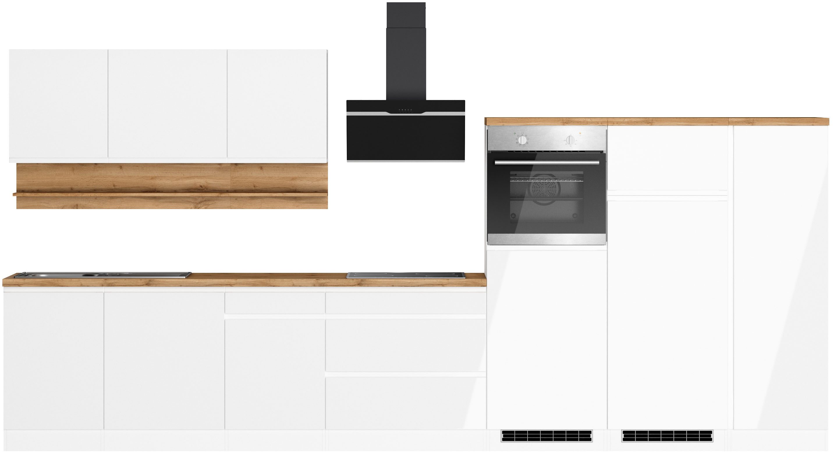KOCHSTATION Küchenzeile KS-Virginia,neu in verbesserter Ausführung, Breite 410 cm, Softclose, wahlweise mit E-Geräten und Induktion
