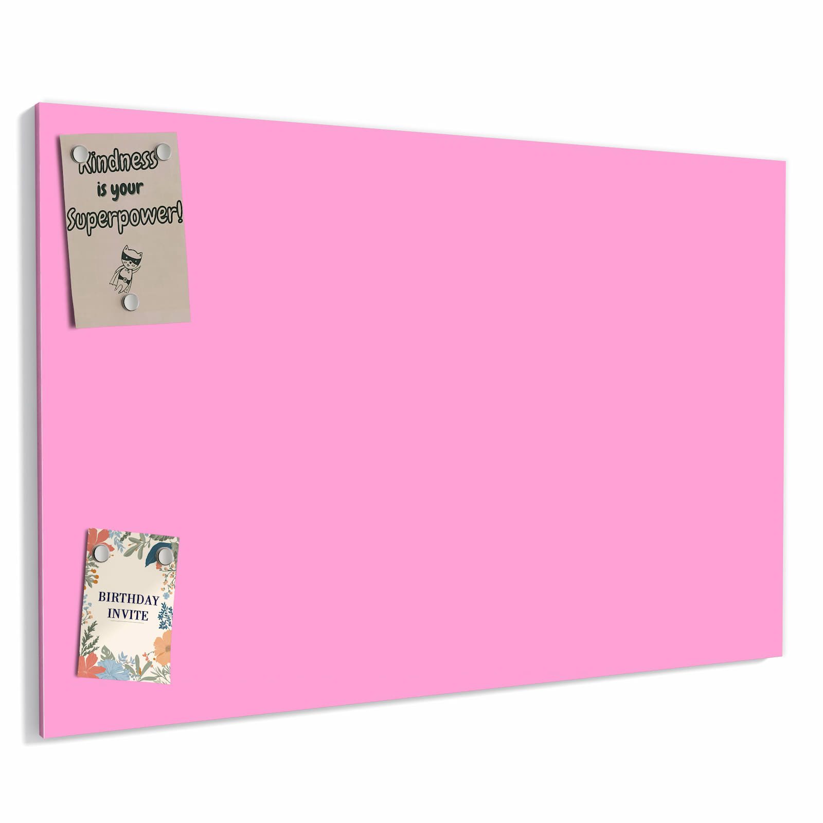 Primedeco Memoboard Metall Rosa Hintergrund – beschreibbar & magnetisch, (Inklusive Stift, Magnete und Montagematerial, 1-tlg., 9 verschiedene Größen), Magnetisch und Beschreibbar