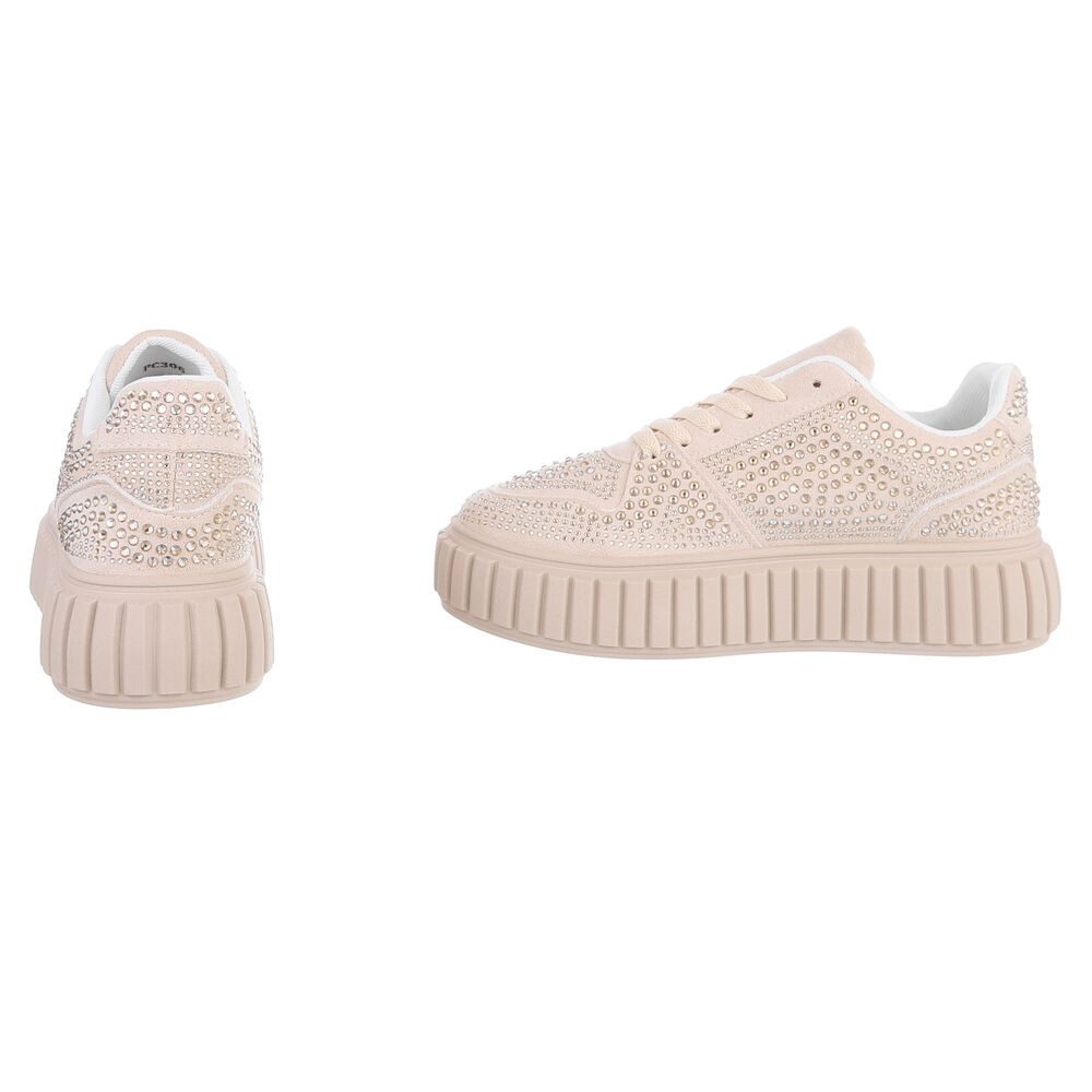 Ital-Design Modischer Sneaker mit Glitzerdetails für Damen Sneaker (91116913) Flach Sneakers Low in Beige – Bild 5 von 5