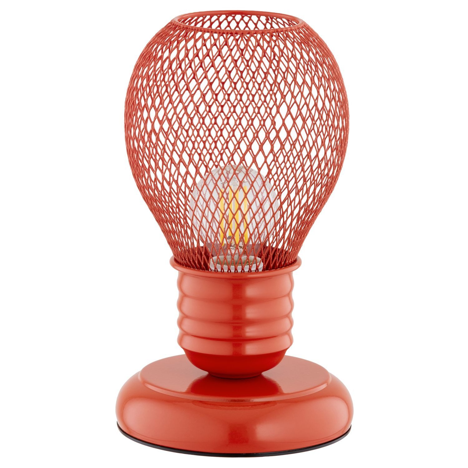 Licht-Erlebnisse Tischleuchte HIRTA, ohne Leuchtmittel, Kinder Metall Rot 21 cm hoch E14 Käfigschirm Kinderzimmer