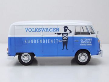 Motormax Modellauto VW T1 Bus Kasten Volkswagen Kundendienst blau weiß Modellauto 1:24, Maßstab 1:24