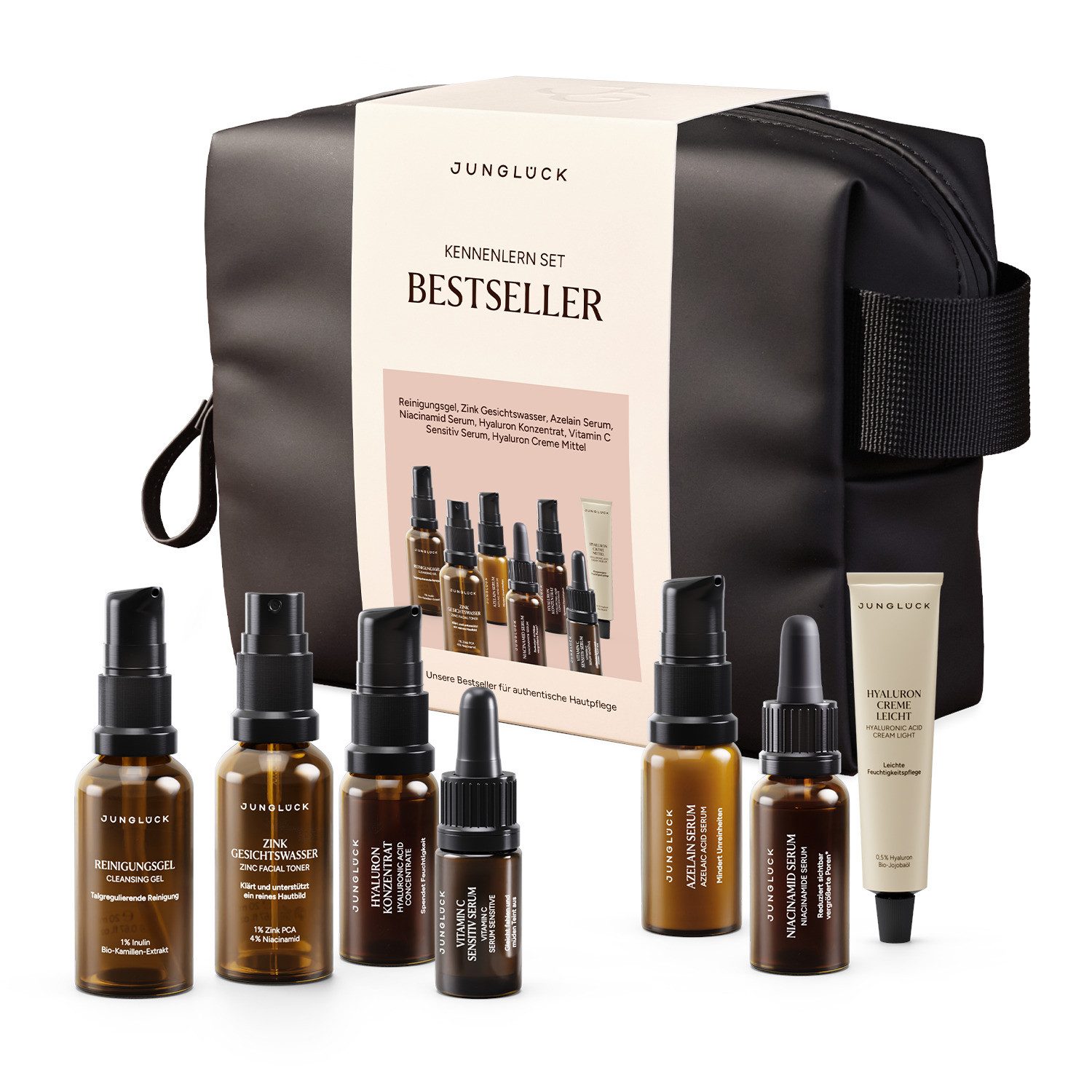 JUNGLÜCK Hautpflege-Set KENNENLERN SET Bestseller, 1-tlg., unsere beliebtesten Produkte für dich zum Ausprobieren