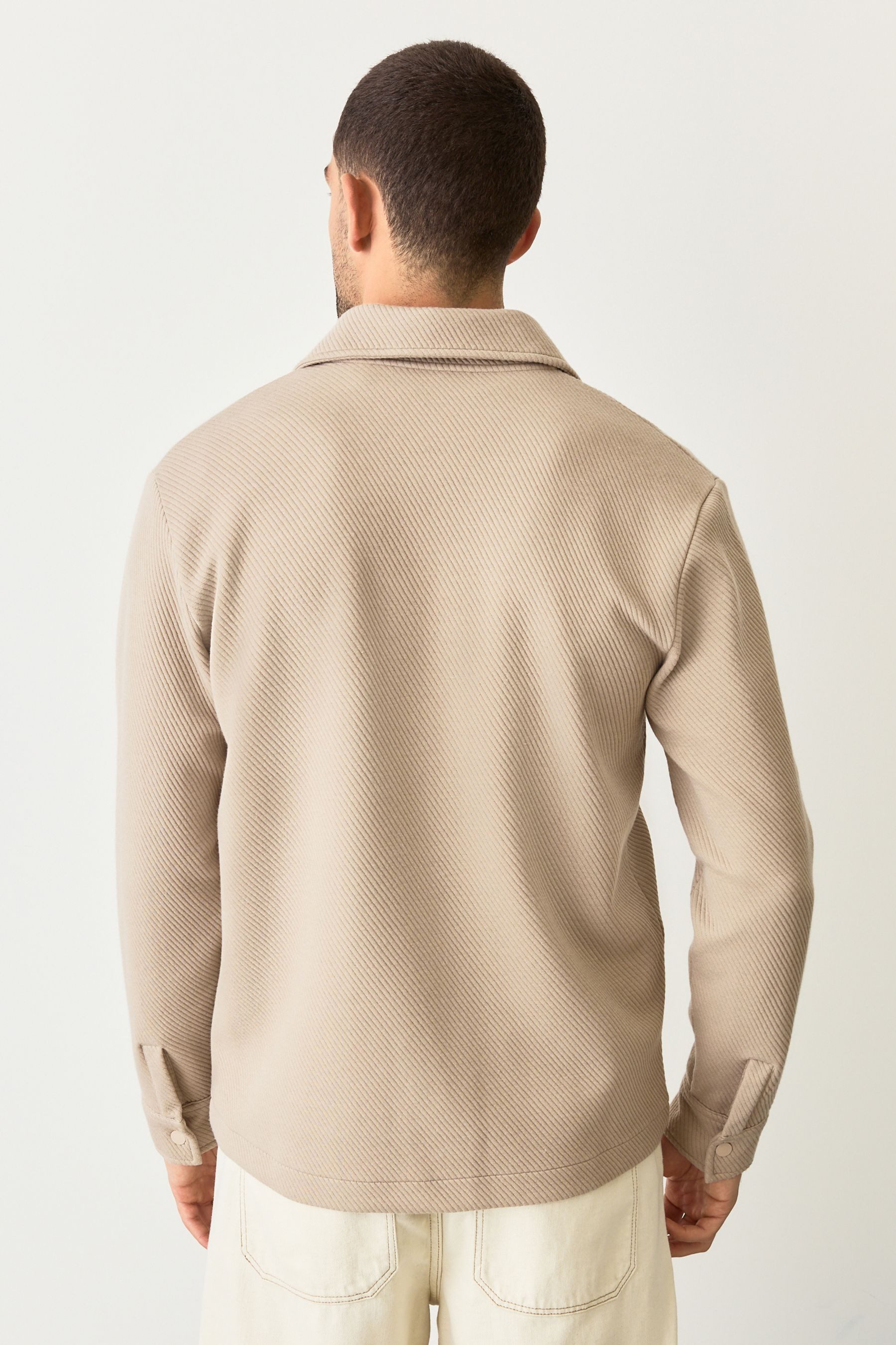 Next Hemdjacke Diagonal strukturierte Jersey-Hemdjacke (1-St) günstig online kaufen