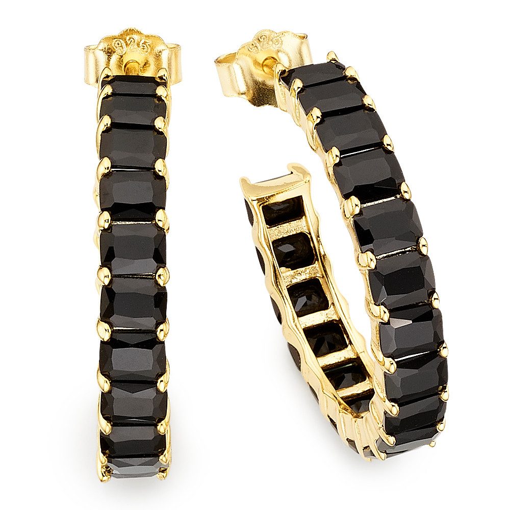 Firetti Paar Creolen Schmuck, Geschenk, Silber gelbgoldfarben vergoldete Halbcreolen, mit Zirkonia (synth)