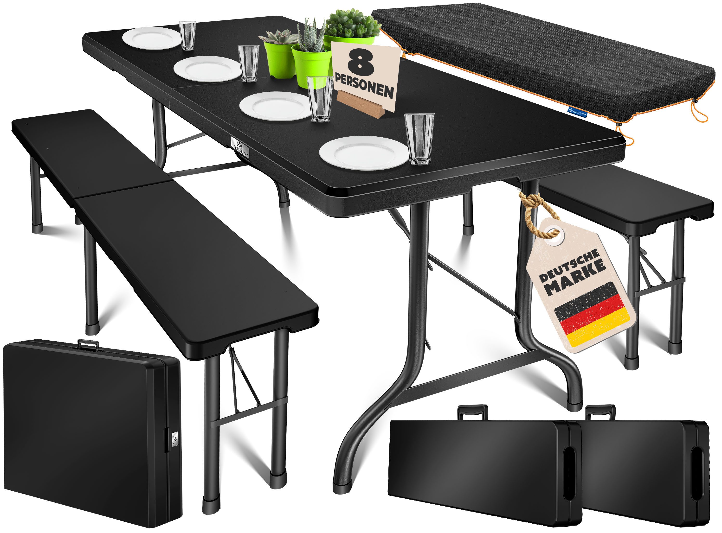 KESSER Bierzeltgarnitur, klappbar Festzeltgarnitur 3-teiliges Set mit Biertisch & 2x Bierbank