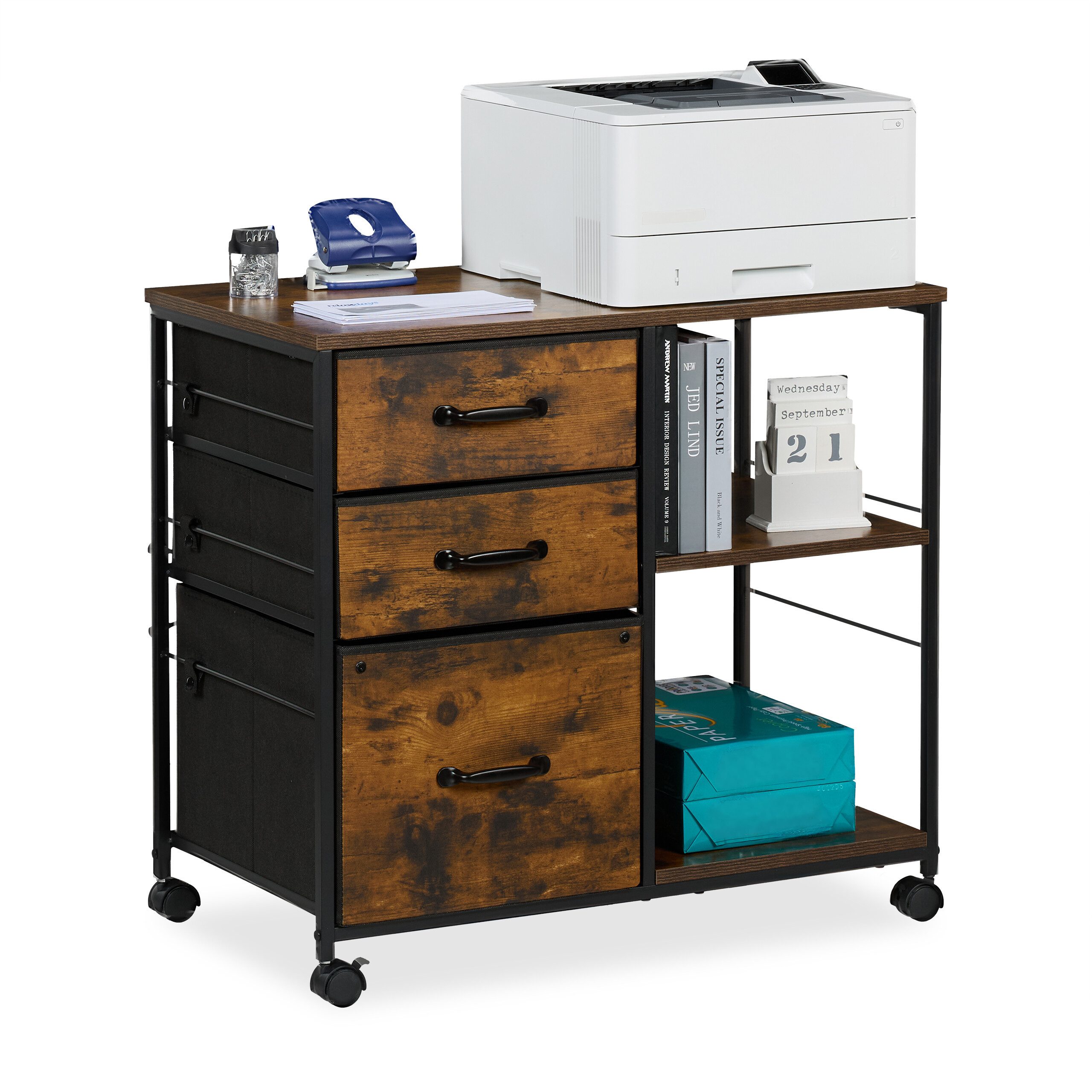 relaxdays Rollcontainer 3 Schubladen & Ablage günstig online kaufen