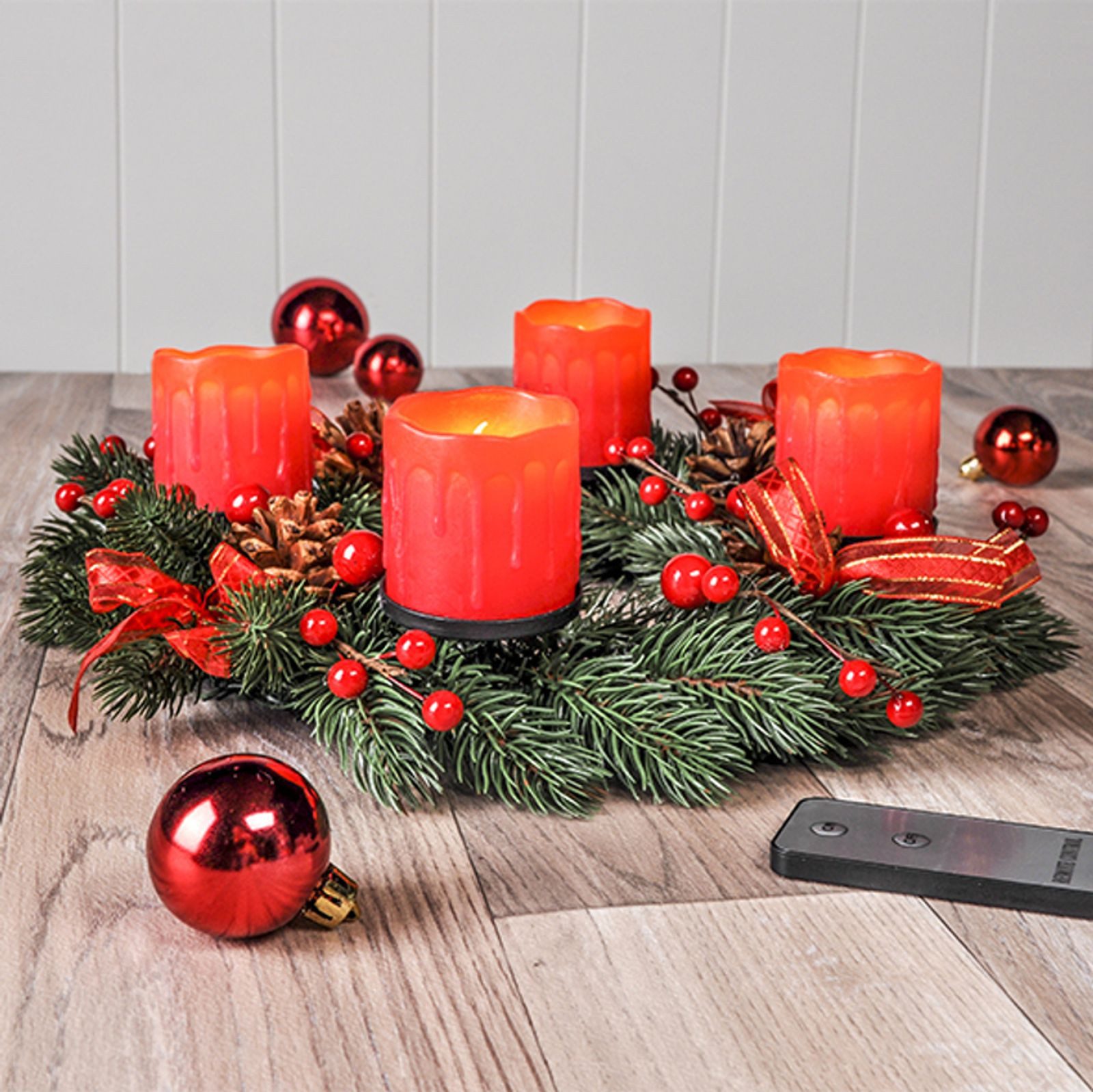 Gravidus Adventskranz Adventskranz mit LED Echtwachskerzen Deko – Bild 4 von 5