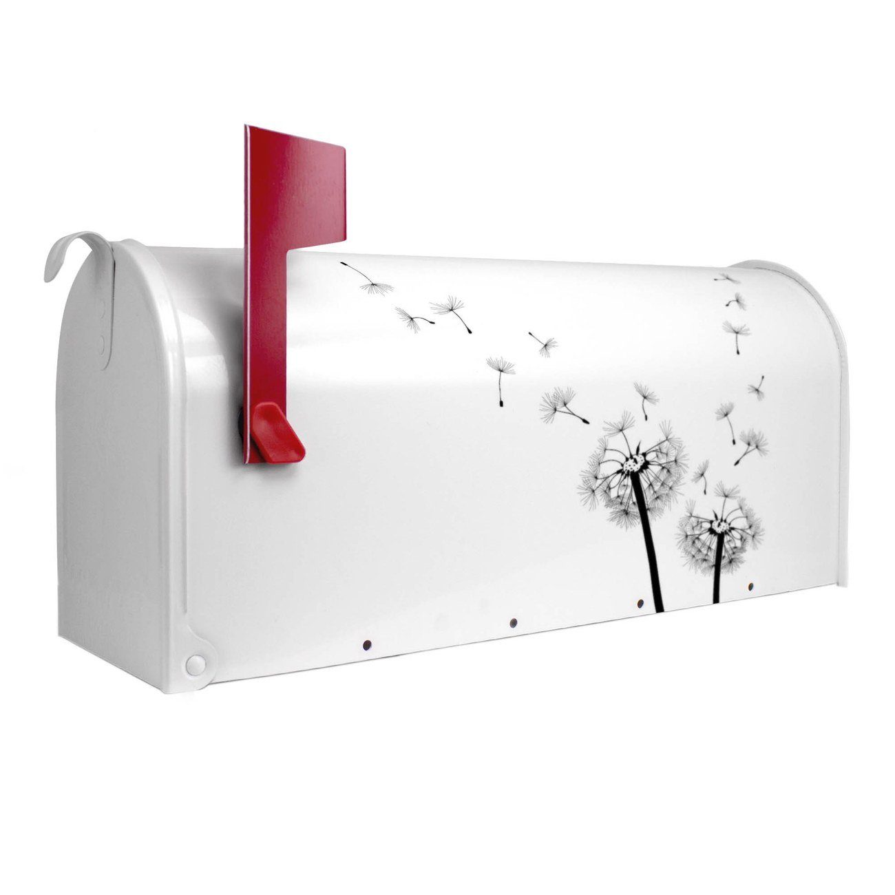 banjado Amerikanischer Briefkasten Mailbox Pusteblume 2 (Amerikanischer Briefkasten, original aus Mississippi USA), 22 x 17 x 51 cm weiß