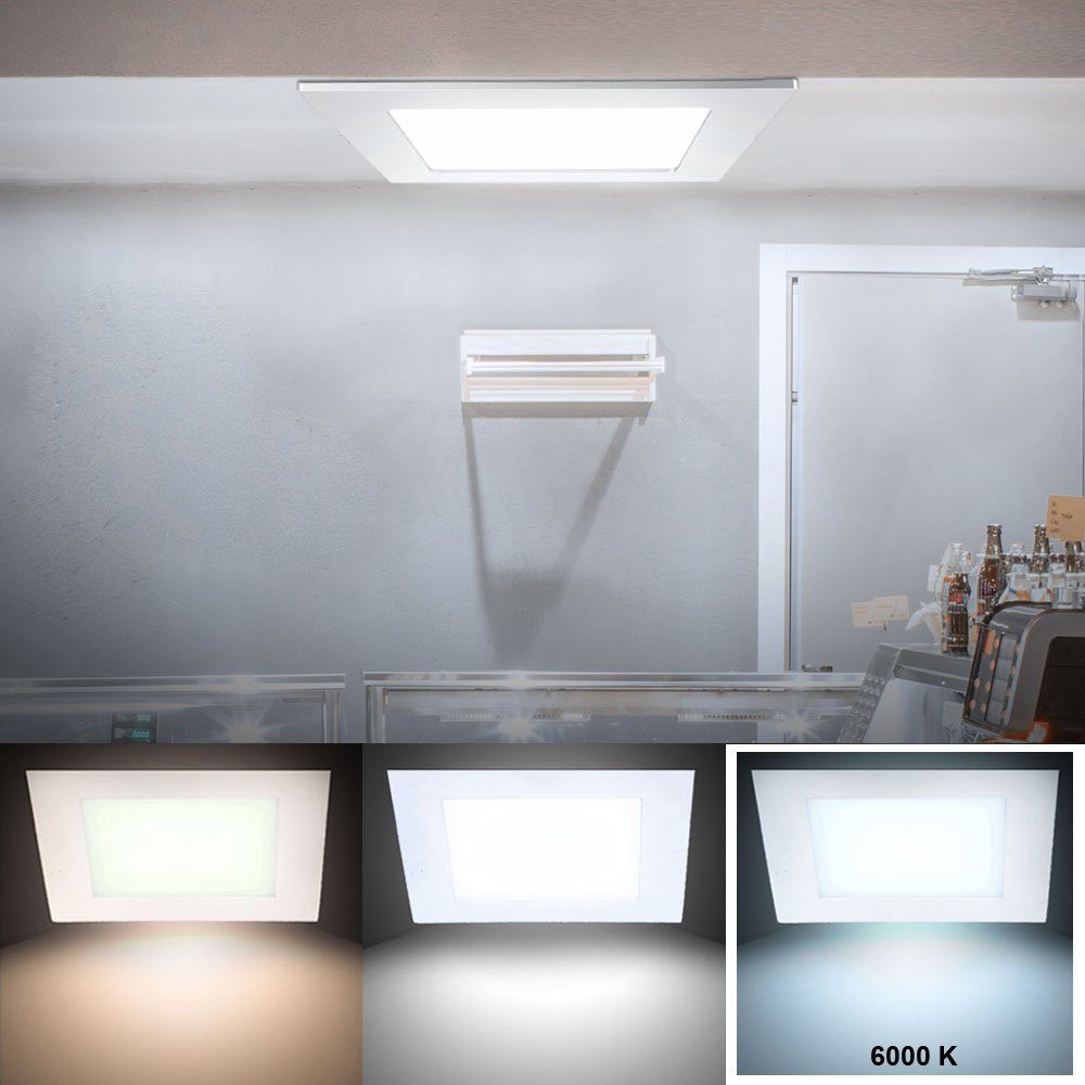 V-TAC LED Panel, LED-Leuchtmittel fest verbaut, Kaltweiß, 18 Watt LED Panel Decken Einbau Leuchte Alu Wohn Büro Raum