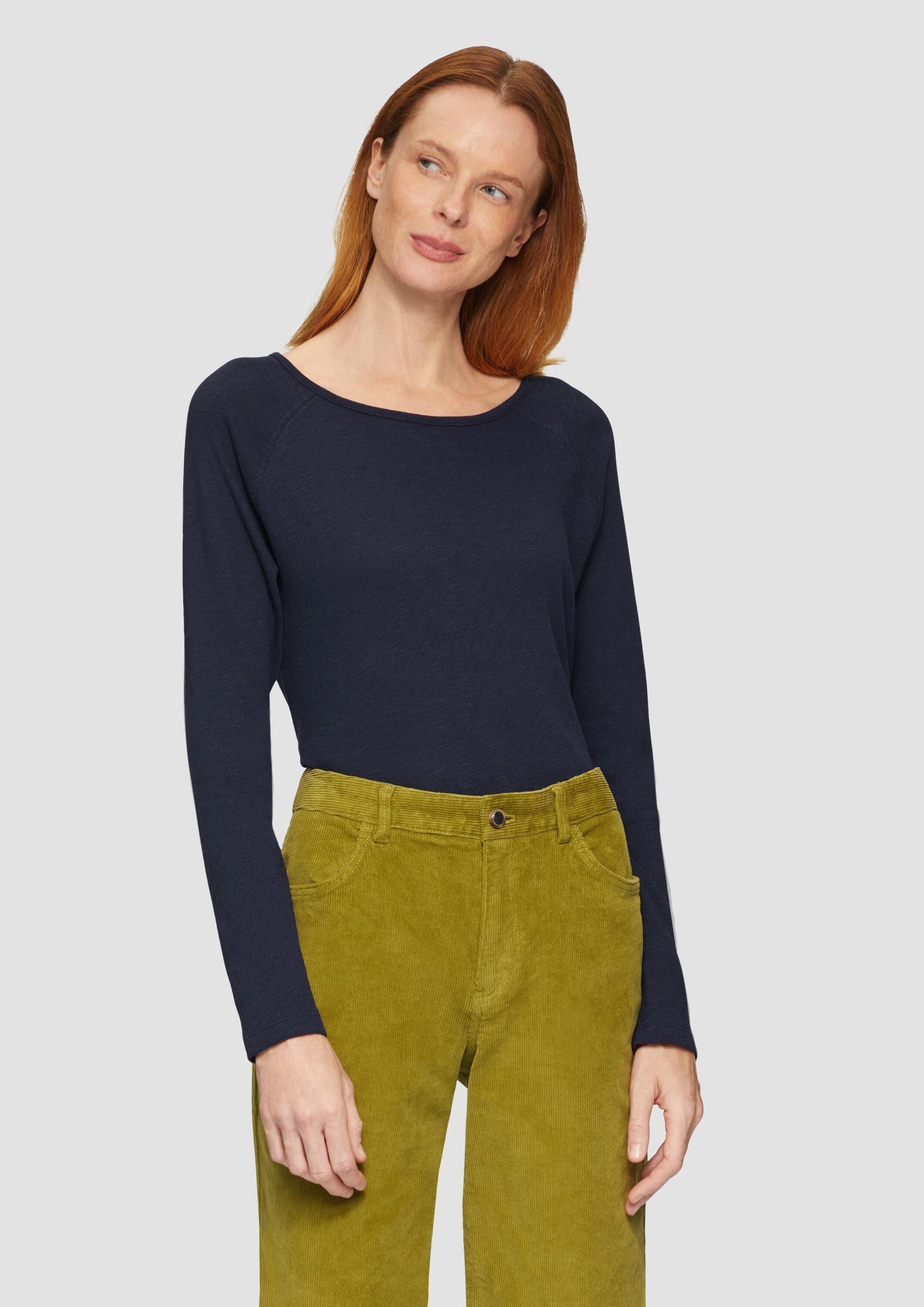 s.Oliver Langarmshirt T-Shirt Langarmshirt mit Flammgarnstruktur und Raglan günstig online kaufen