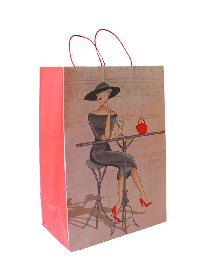 Tragetasche Papiertragetasche, Motiv "Elegance", mit roter Kordel