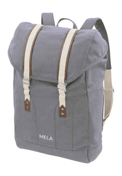 MELA Rucksack Rucksack MELA V, Laptopfach bis 15" - extra abgetrennt und gepolstert (Maße ca. 41cm x 29cm) & Seitlich verstecktes Reißverschlussfach für Kleinteile wie Schlüssel, Handy und Kosmetika