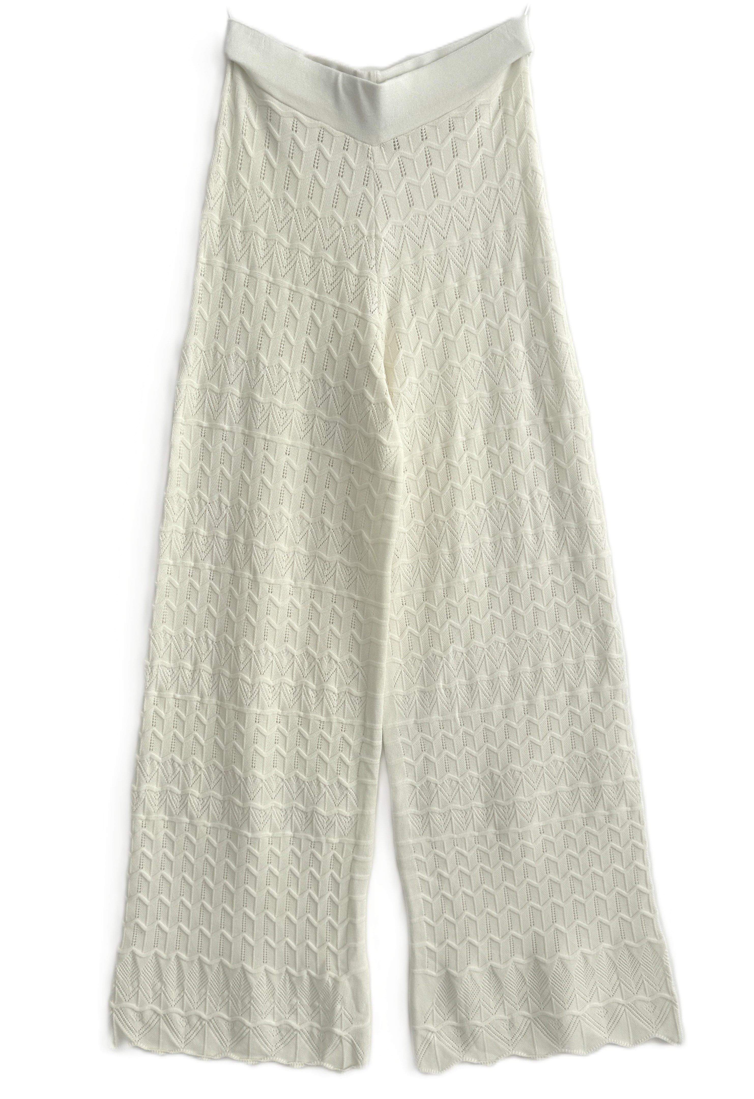 Zuckerwatte Strickhose Ajourstrick mit weitem Bein günstig online kaufen