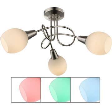 etc-shop LED Deckenspot, Leuchtmittel inklusive, Warmweiß, Farbwechsel, RGB LED Deckenlampe Wohnzimmerleuchte Fernbedienung Glas D 40,5 cm