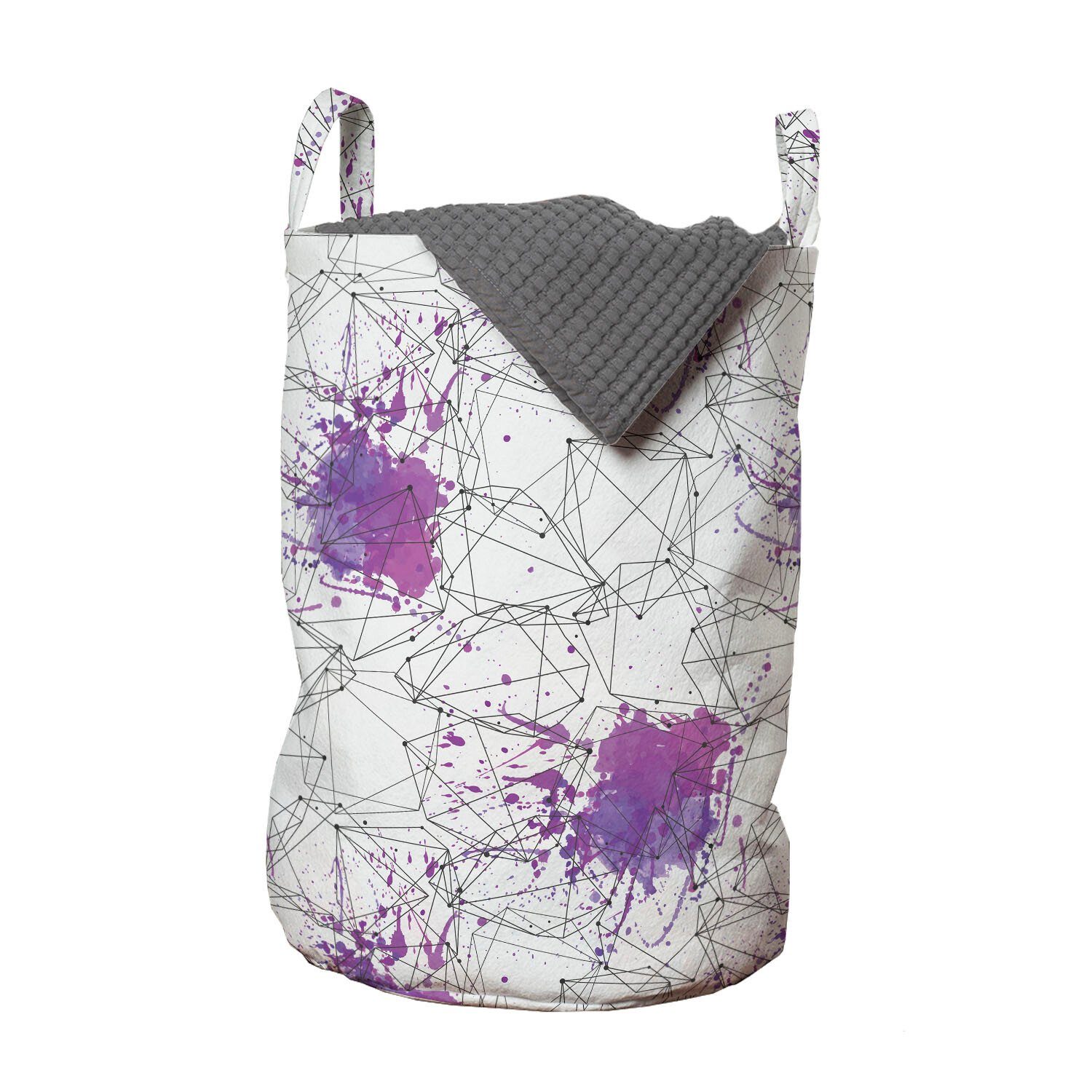 Abakuhaus Wäschesäckchen Wäschekorb mit Griffen Kordelzugverschluss für Waschsalons, Geometrisch Modern Polygonen