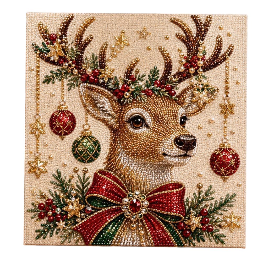 Bomiclss Kreativset Pearl Diamond Art Kit Kamin Weihnachten, gerahmt 20x20 cm, DIY Bastelset Feiertags-Thema, Perlen-Diamanten