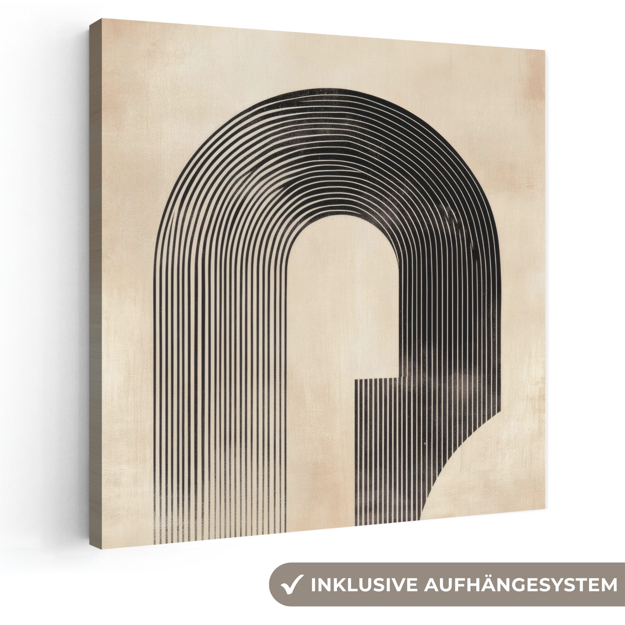 OneMillionCanvasses® Leinwandbild Schleife - Streifen - Minimalistisch - Schwarz, Fotodruck (1 St), Wandbild, Deko Schlafzimmer Wohnzimmer Flur 20x20 cm