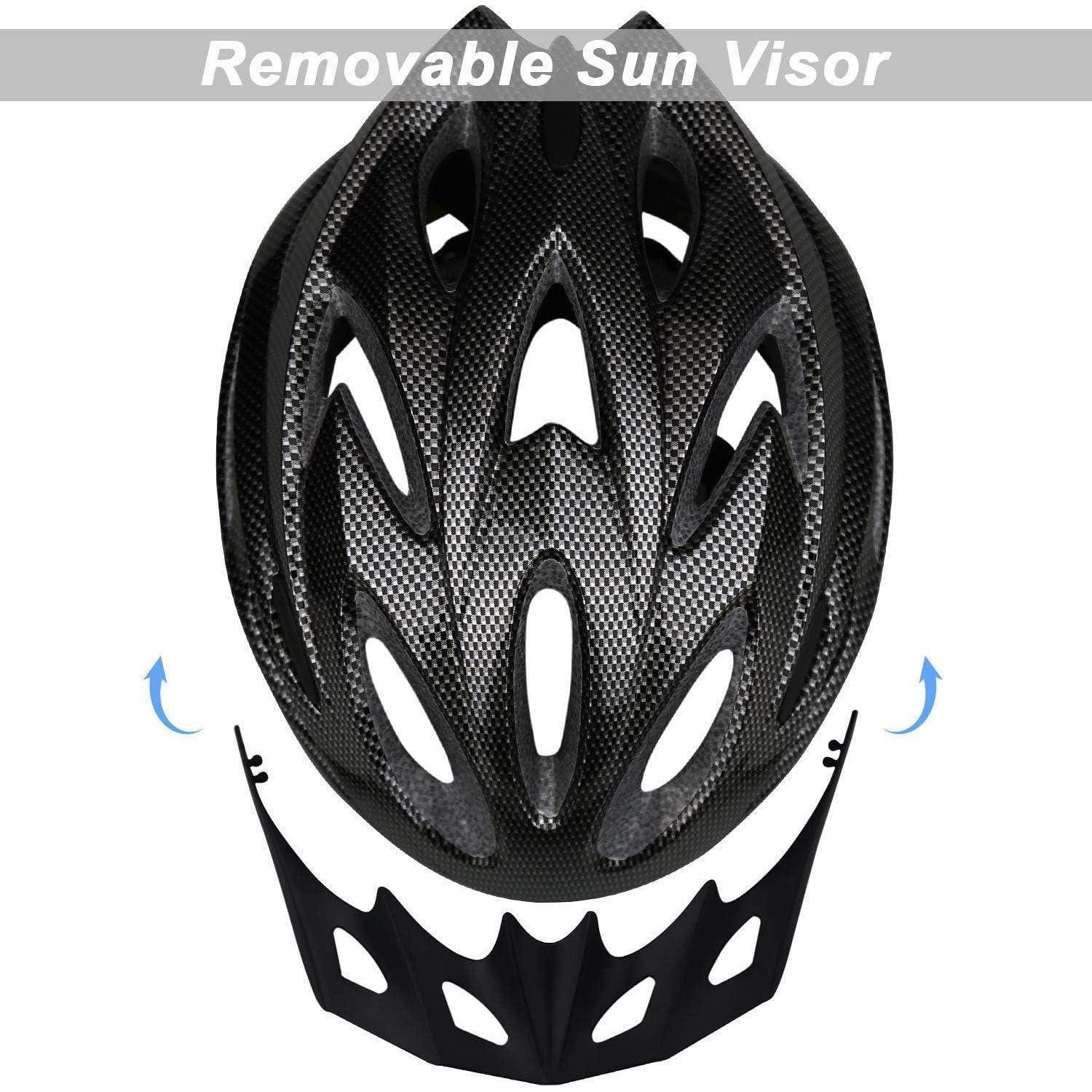 LuxusKollektion Mountainbikehelm Fahrradhelm Herren Damen Visier MTB EPS 18 Lüftung Schwarze Kohlefaser