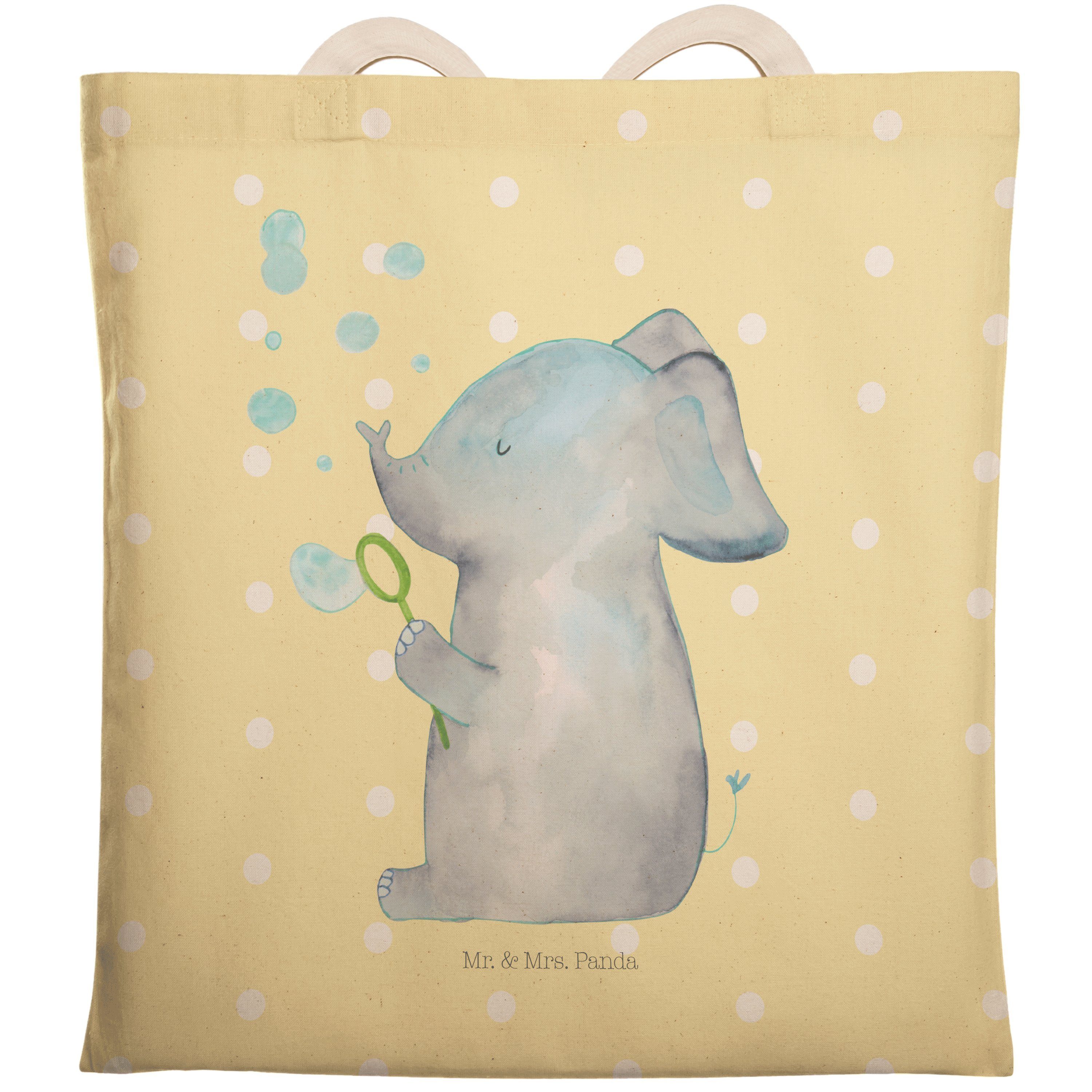 Beliebtes Sonderpreis-Schnäppchen Mr. & Mrs. Panda Tragetasche lustige - - Seifenblasen Stof Geschenk, Sprüche, Pastell (1-tlg) Elefant Gelb