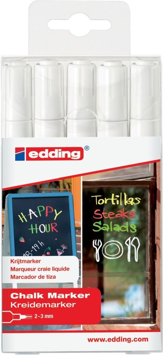 edding Filzstift Kreidemarker edding 4095 2-3 mm weiß VE=5 Stück