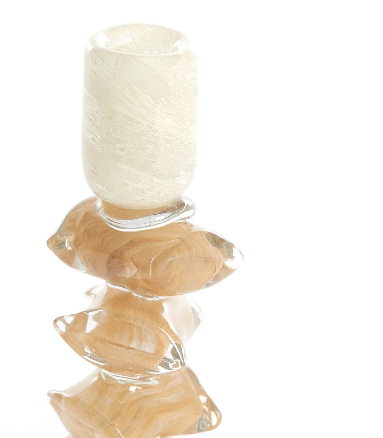 Light & Living Kerzenständer ESTINA, H 29,5 cm, Creme, Braun, Glas, (1 St), geeignet für Stabkerzen