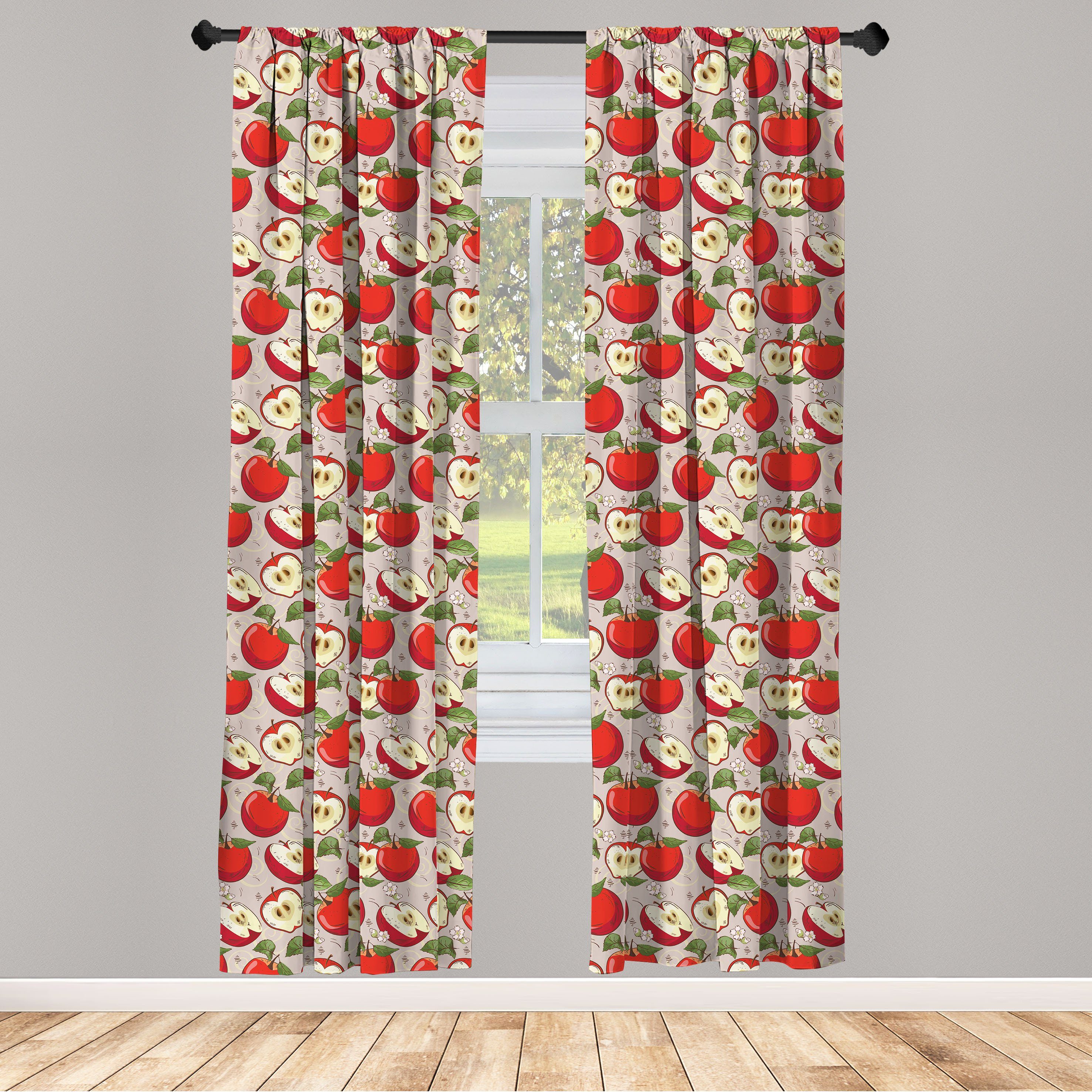 Gardine Vorhang für Wohnzimmer Schlafzimmer Dekor, Abakuhaus, Microfaser, Früchte Frühlings-Apple-Scheiben-Muster