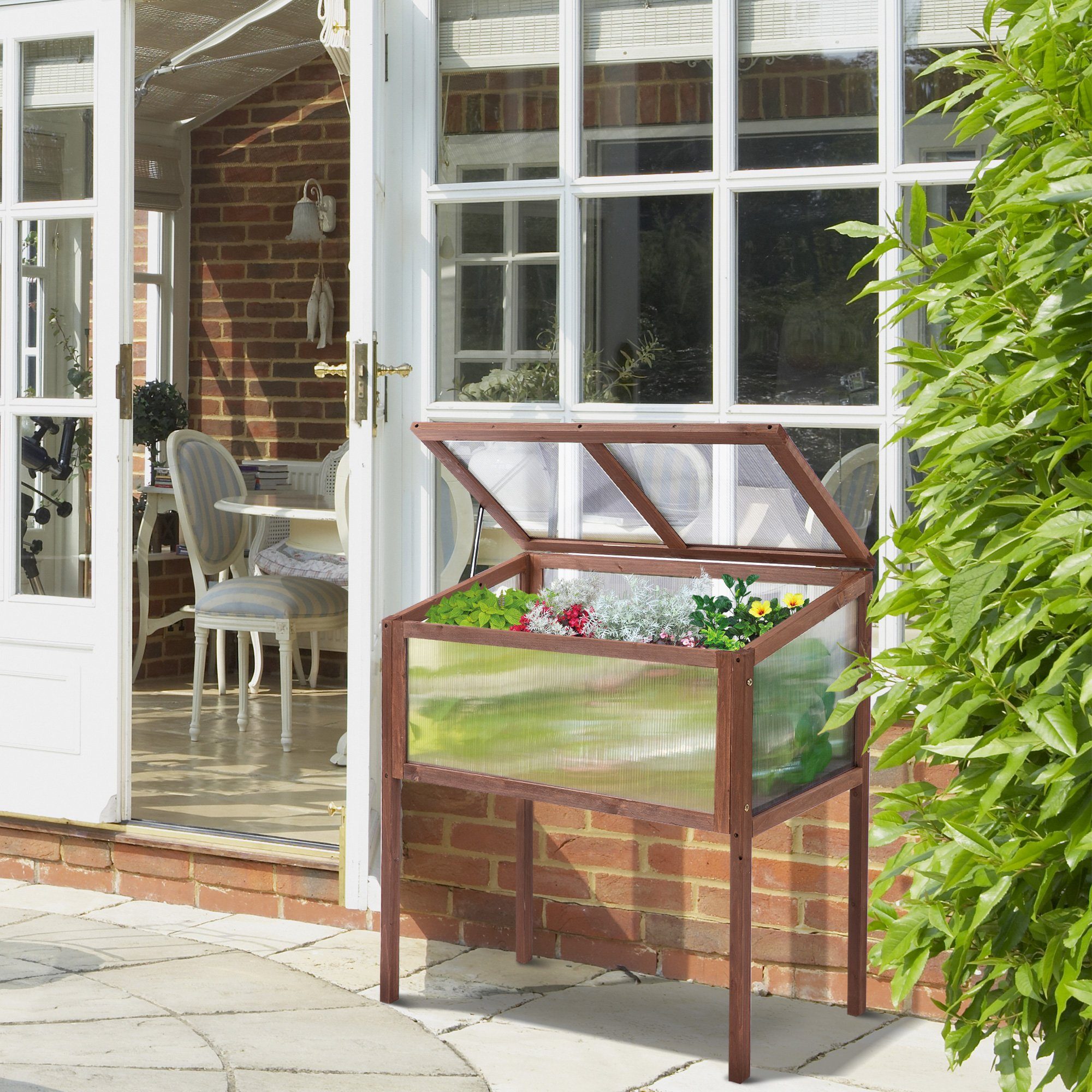 Outsunny Foliengewächshaus Hochbeet bra...