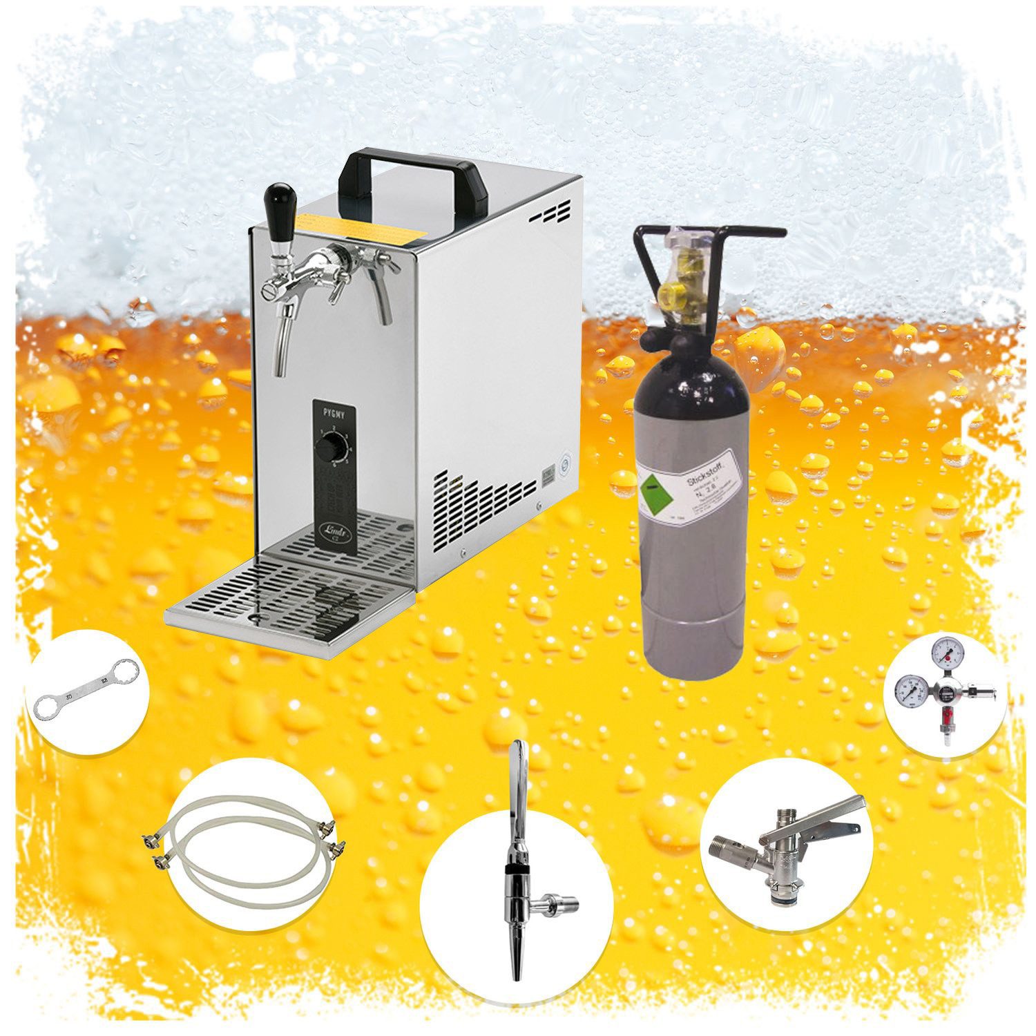 ich-zapfe Bierzapfanlage Bierkoffer, Durchlaufkühler PYGMY 25 1-leitig