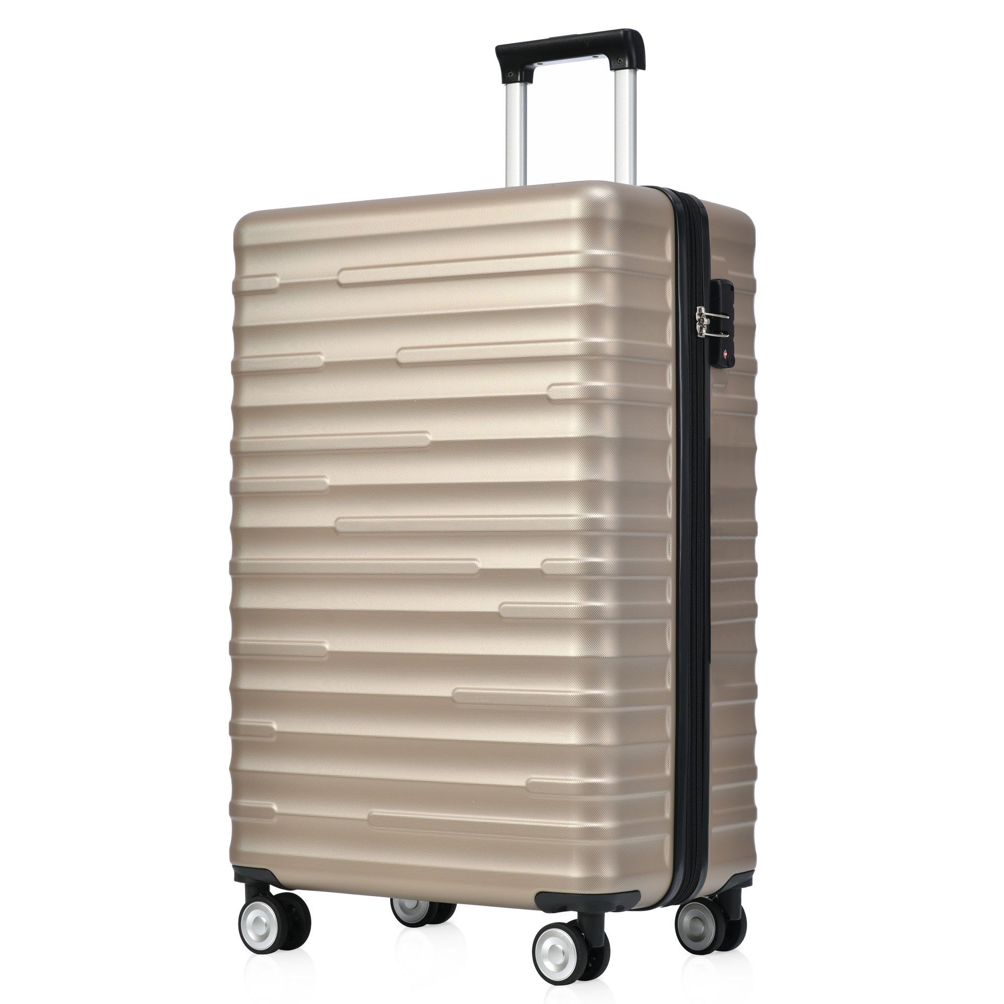 REDOM Handgepäckkoffer Hochwertiges TSA-Schloss, 4 stilvoll ABS-Gepäck, zuverlässiger asserdichtes Reisebegleiter, Räder, Gold Design