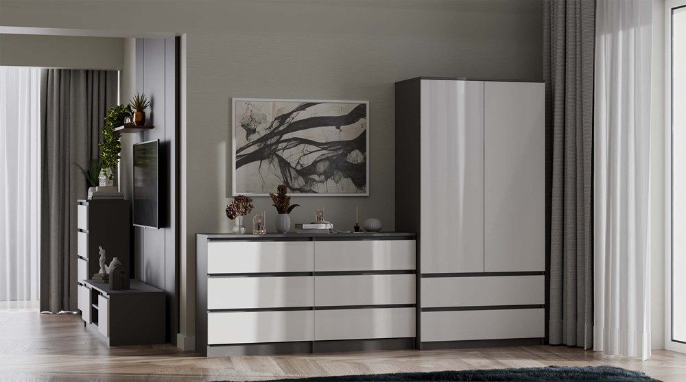 Raumhirsch Furniture Kleiderschrank Schrank, Kleiderschrank, Garderobenschrank (Metall-Kleiderstange, 4 Einlegeböden) (viele Farbvarianten - Maße: 50 x 90 x 180 cm) - Hochwertig & stabil