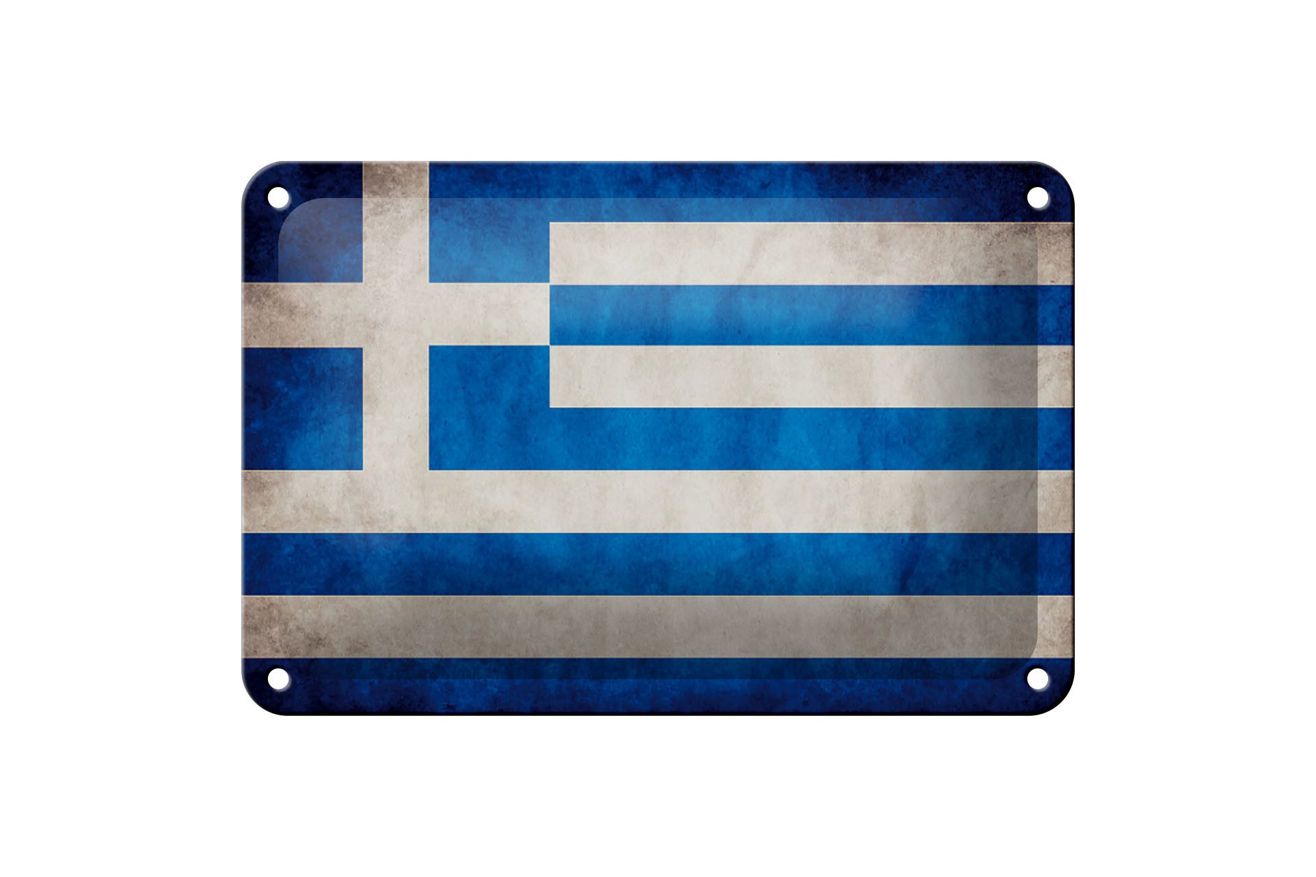 Femer GmbH Metallschild Flagge 18x12cm Griechenland Fahne, (1 St), gewölbte Oberfläche, abgerundete Ecken, umgeschlagene Kanten