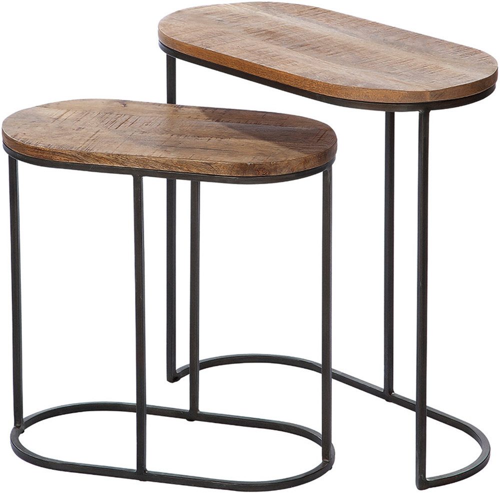 GILDE Beistelltisch 2er Set Beistelltisch oval Camara (2-St), Wohnzimmer, Ablagetisch, Sofatisch, Beistellmöbel, Interior