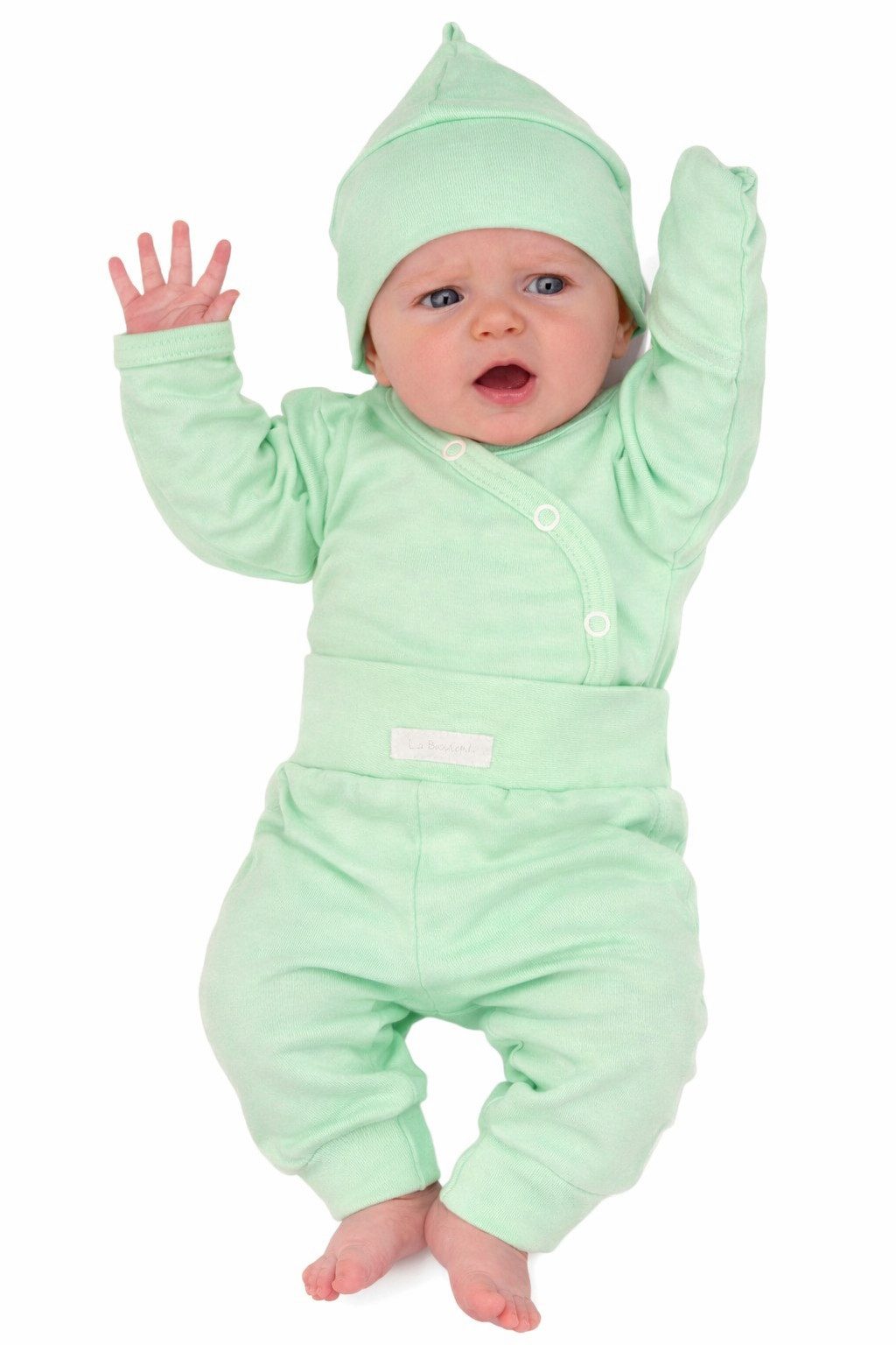 Body & Hose Langarmbody Schlupfhose Mütze Baby Anzug für Neugeborene unisex