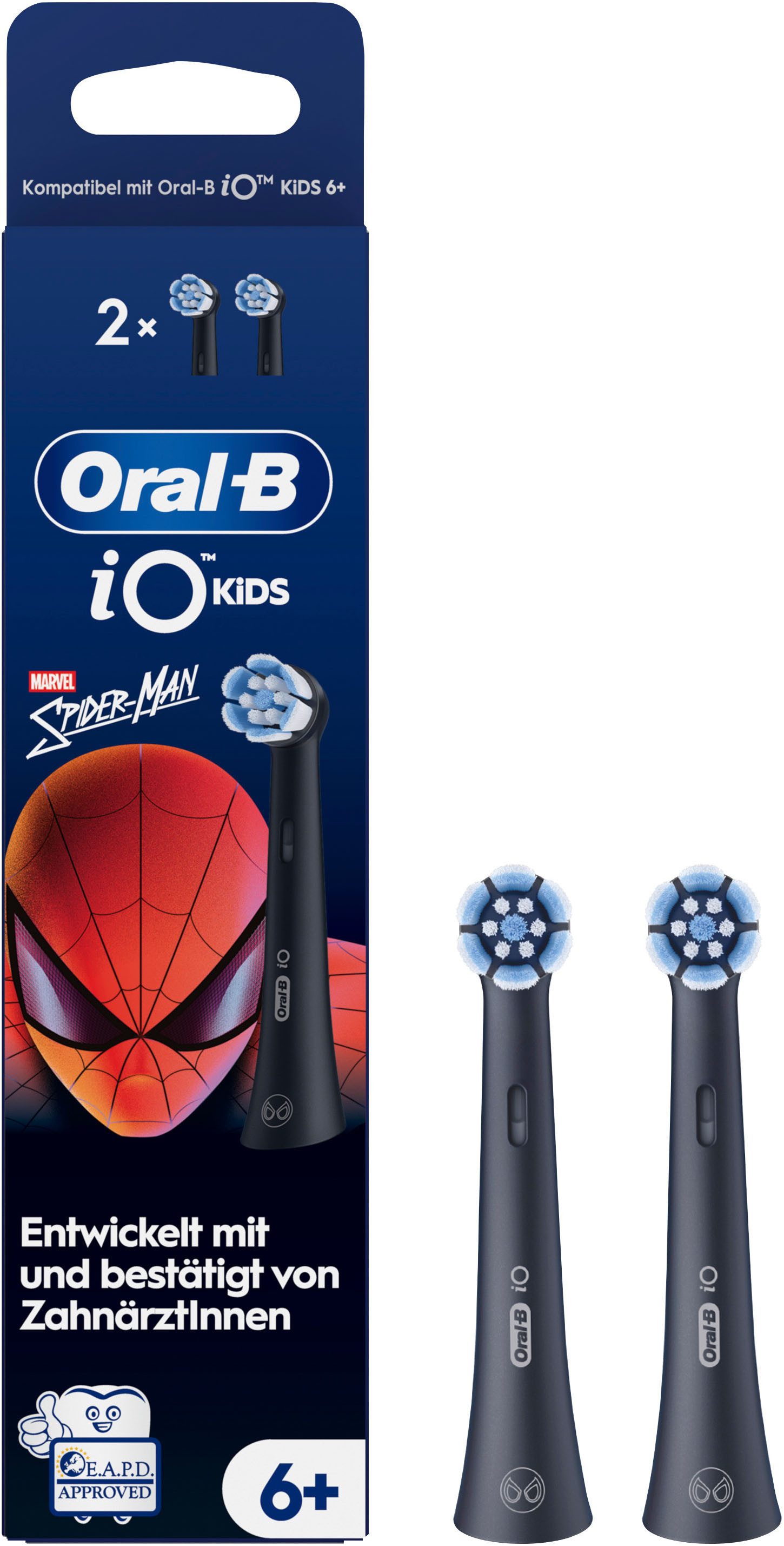 Oral-B Aufsteckbürsten iO Kids 6+ Marvel Spiderman, Motivierendes Spider-Man Design für Kinder ab 6 Jahren