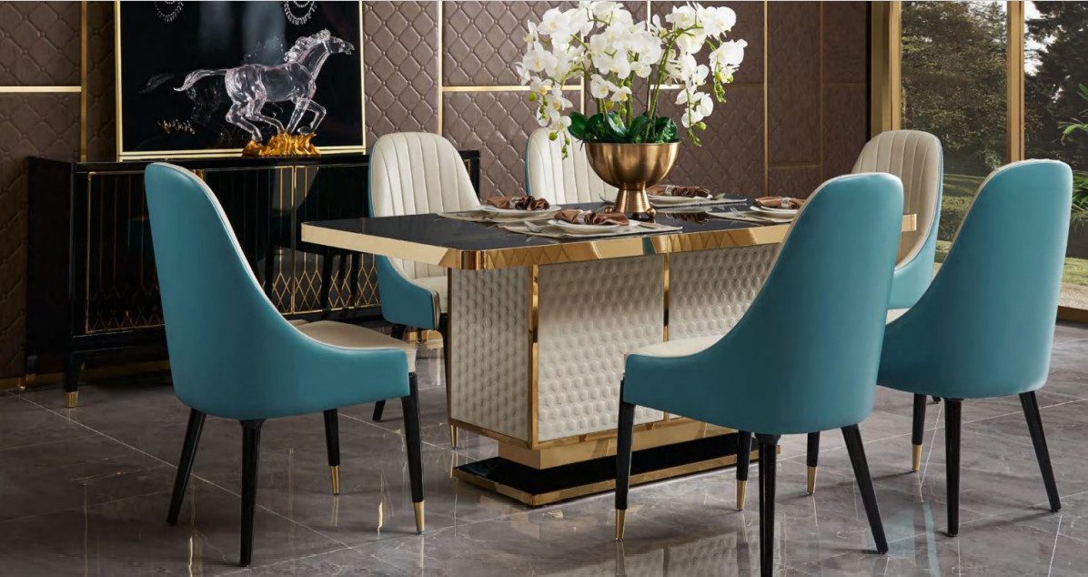Xlmoebel Sitzgruppe Elegantes Holz-Esszimmer-Set mit gepolsterten Lehnstühlen, Hergestellt in Europa