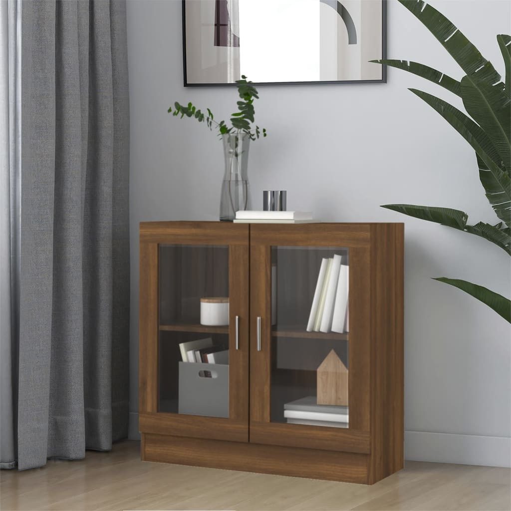 vidaXL Schrankmodule Vitrinenschrank Braun Eichen-Optik 82,5x30,5x80cm Holz günstig online kaufen