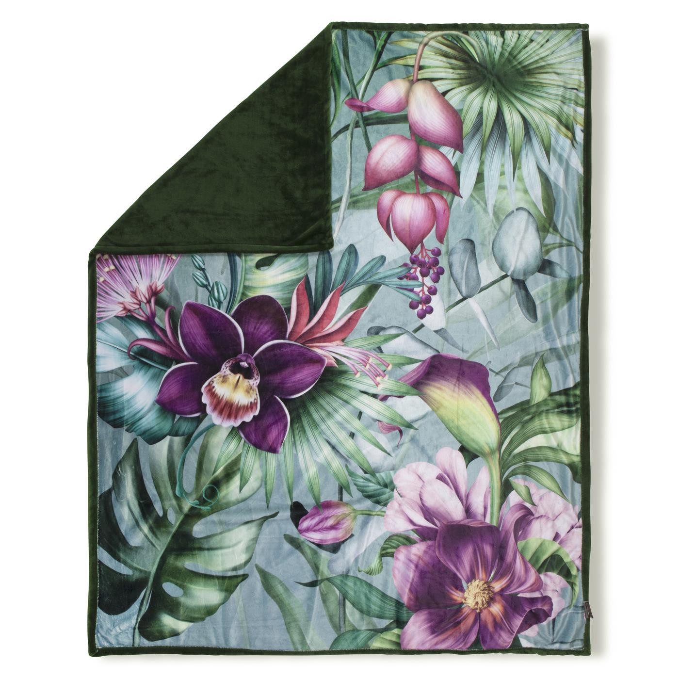 Descanso Tagesdecke Polyvelvet Kuscheldecke 130 X 160 cm Allison bunt flowers, Tagesdecke Kuscheldecke Schmusedecke