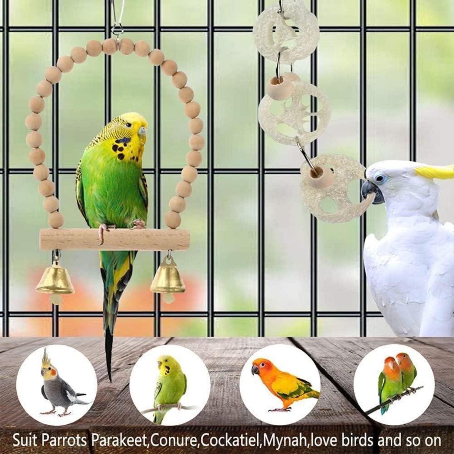 LuxusKollektion Vogelspielplatz Vogel-Papageien-Spielzeug 18 Stück Aufhängen Spielzeug Sittiche