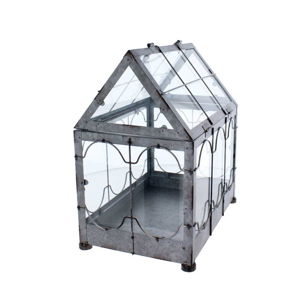 MICA Dekofigur Gewächshäuschen grau - ca. 28,5 x 19,5 x 31,5 cm