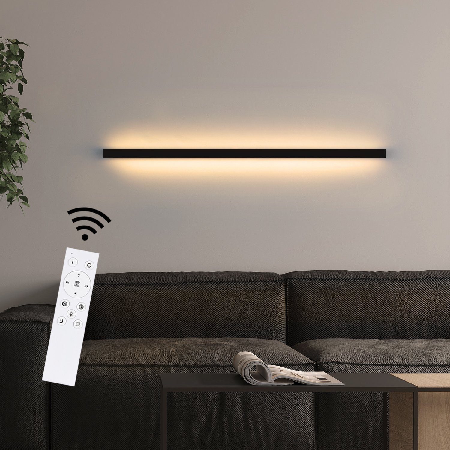 ZMH LED Wandleuchte Innen Schwarz 60/80/100CM Wandlampe 3000K Modern Flur S günstig online kaufen