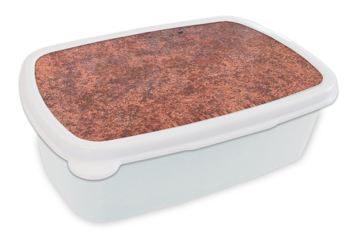 MuchoWow Lunchbox Eisen - Metall - Rost, Kunststoff, (2-tlg), Brotbox für Kinder und Erwachsene, Brotdose, für Jungs und Mädchen weiß