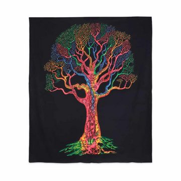 Wandteppich XL Tagesdecke Wandbehang Deko Baum Meditation UV Aktiv ca. 200x240 cm, KUNST UND MAGIE