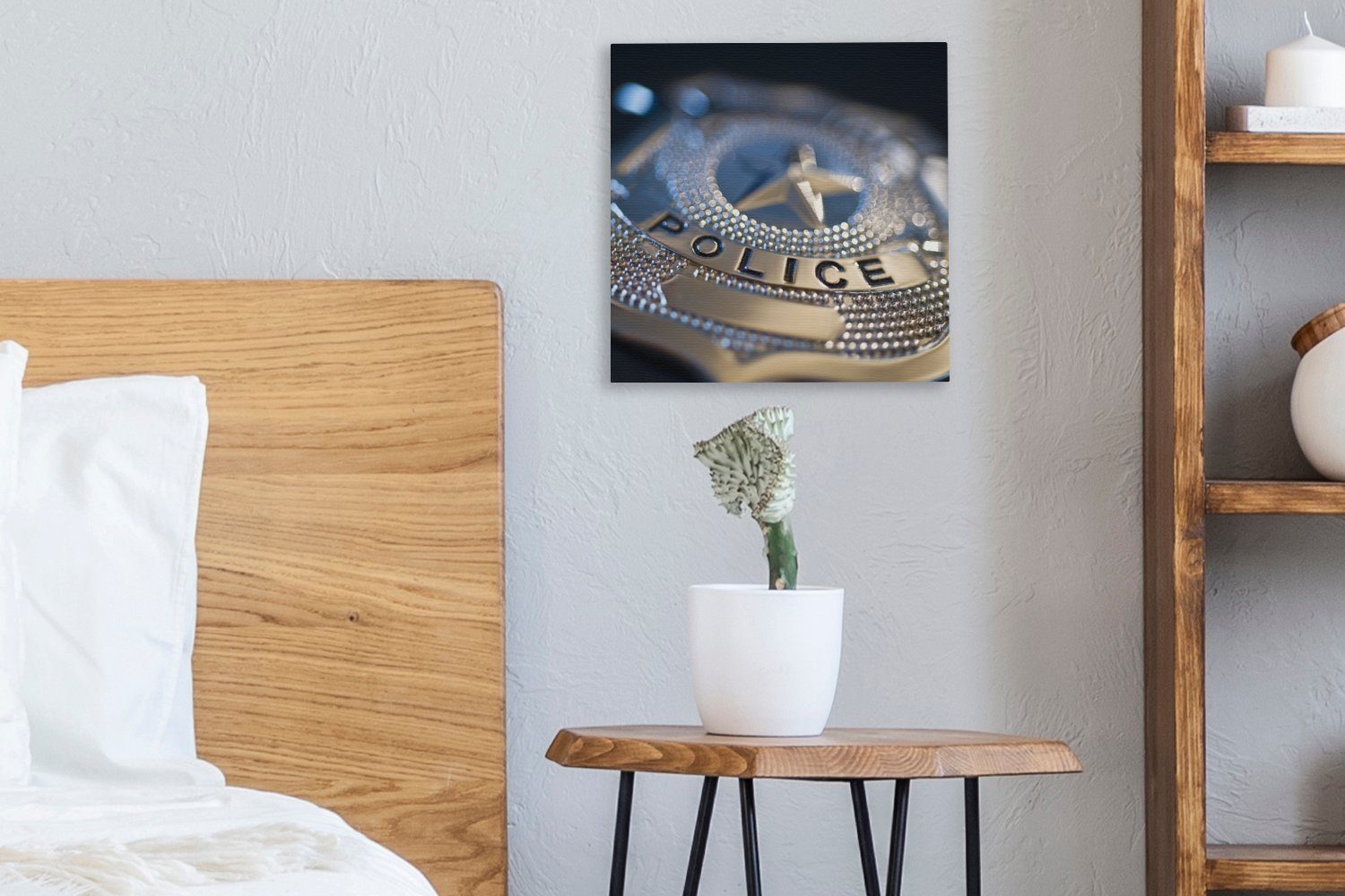 OneMillionCanvasses® Leinwandbild (1 St), für Wohnzimmer Schlafzimmer Bilder Leinwand Polizeiabzeichen